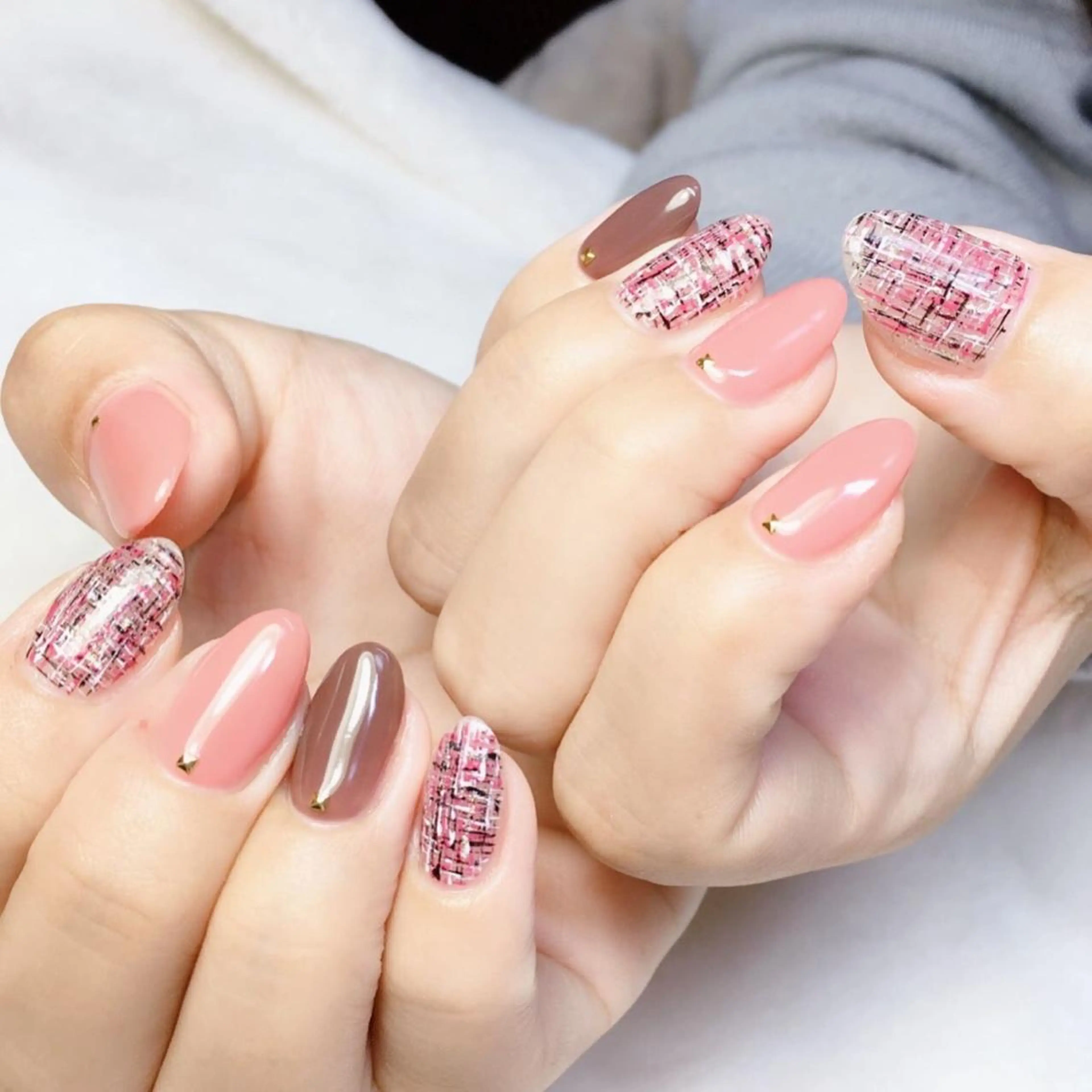 ネイル ツイードネイル ハンドネイル kipinail 川﨑えりかのネイルデザイン