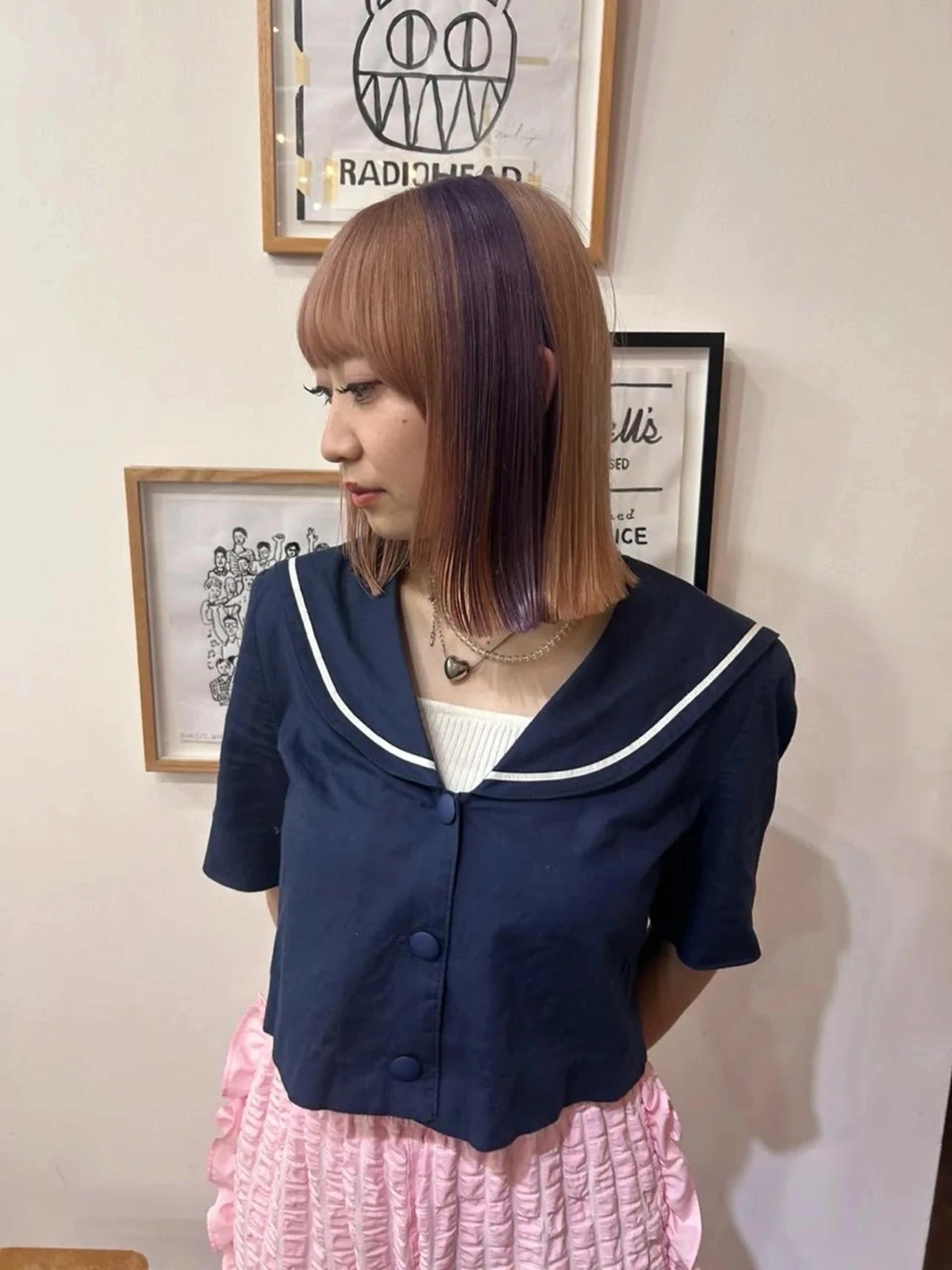 ミディアム かがやしづ ⭐️ハイトーンのヘアスタイル