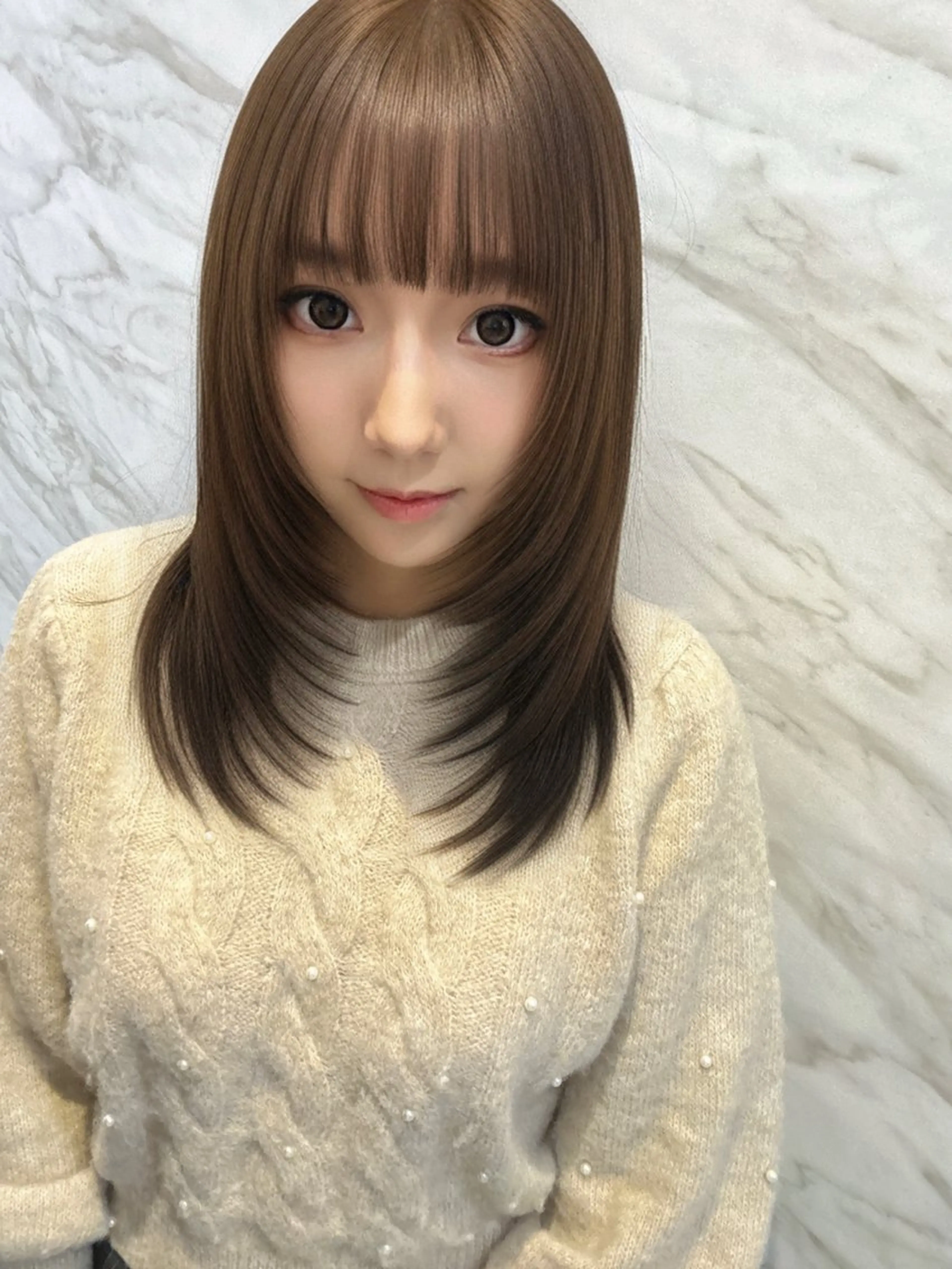セミロング カラー パーマ ヘアアレンジ セミロングパーマ ベージュカラー ブリーチ ブラウンカラー ショコラベージュ 平川 友理/韓国ヘア💘のヘアスタイル