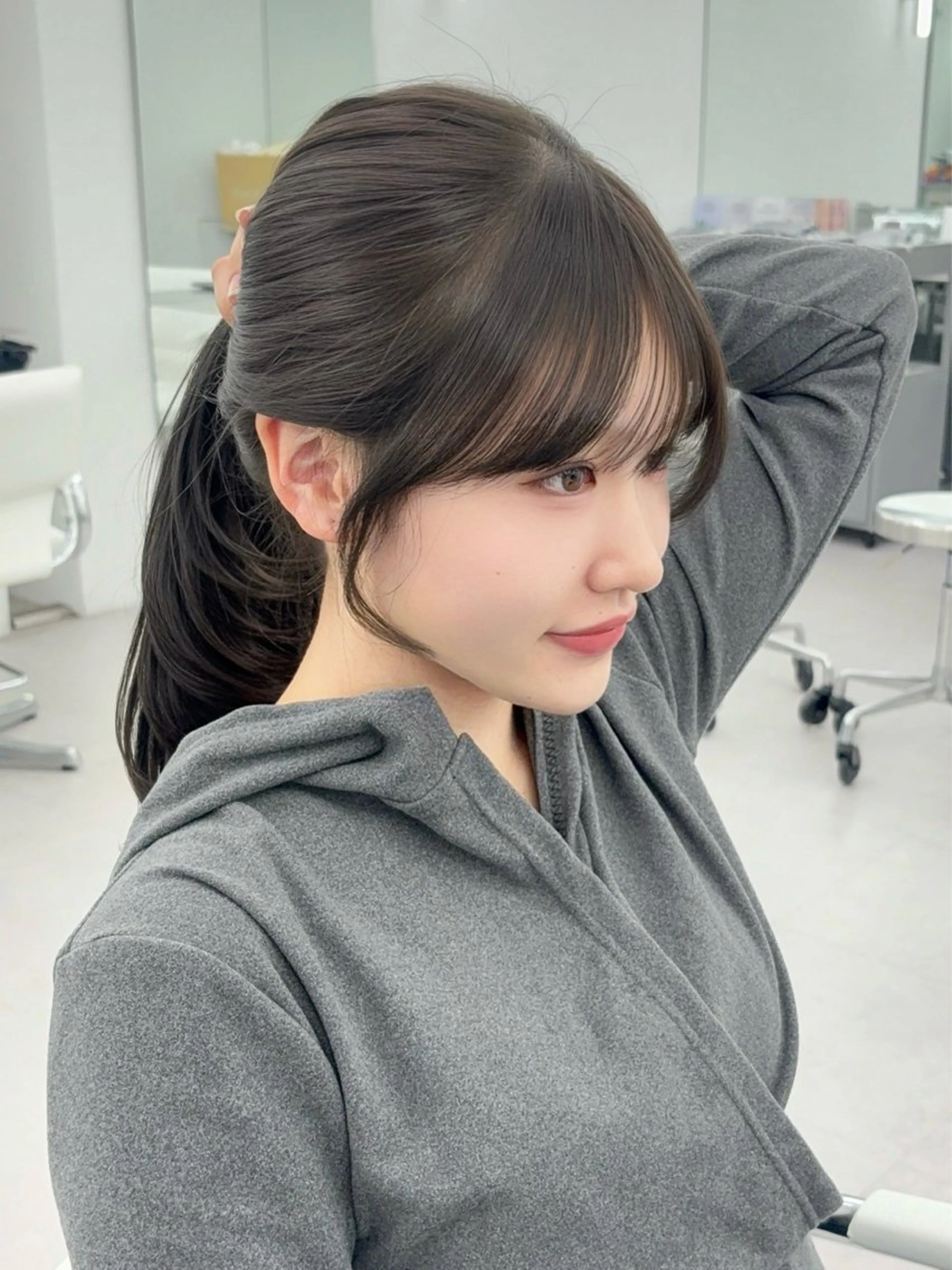 ロング カラー レイヤーカット 小顔カット カット ヘアカラー トリートメント 韓国ヘア/レイヤー/ 顔まわり足立遥奈のヘアスタイル