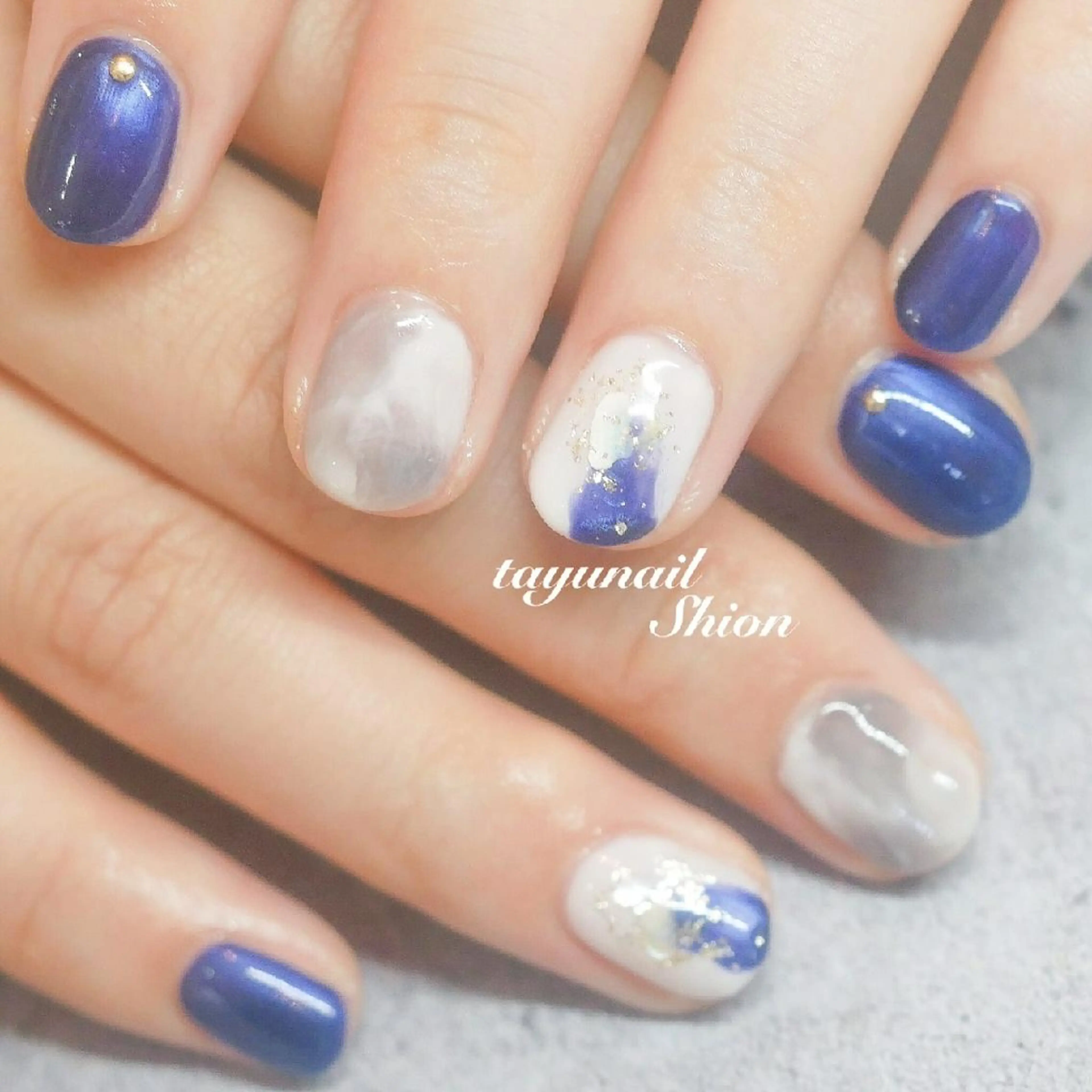 ネイル アートネイル ブルー ジェルネイル ニュアンスネイル パラジェル ネイルサロン 【たゆnail】のネイルデザイン