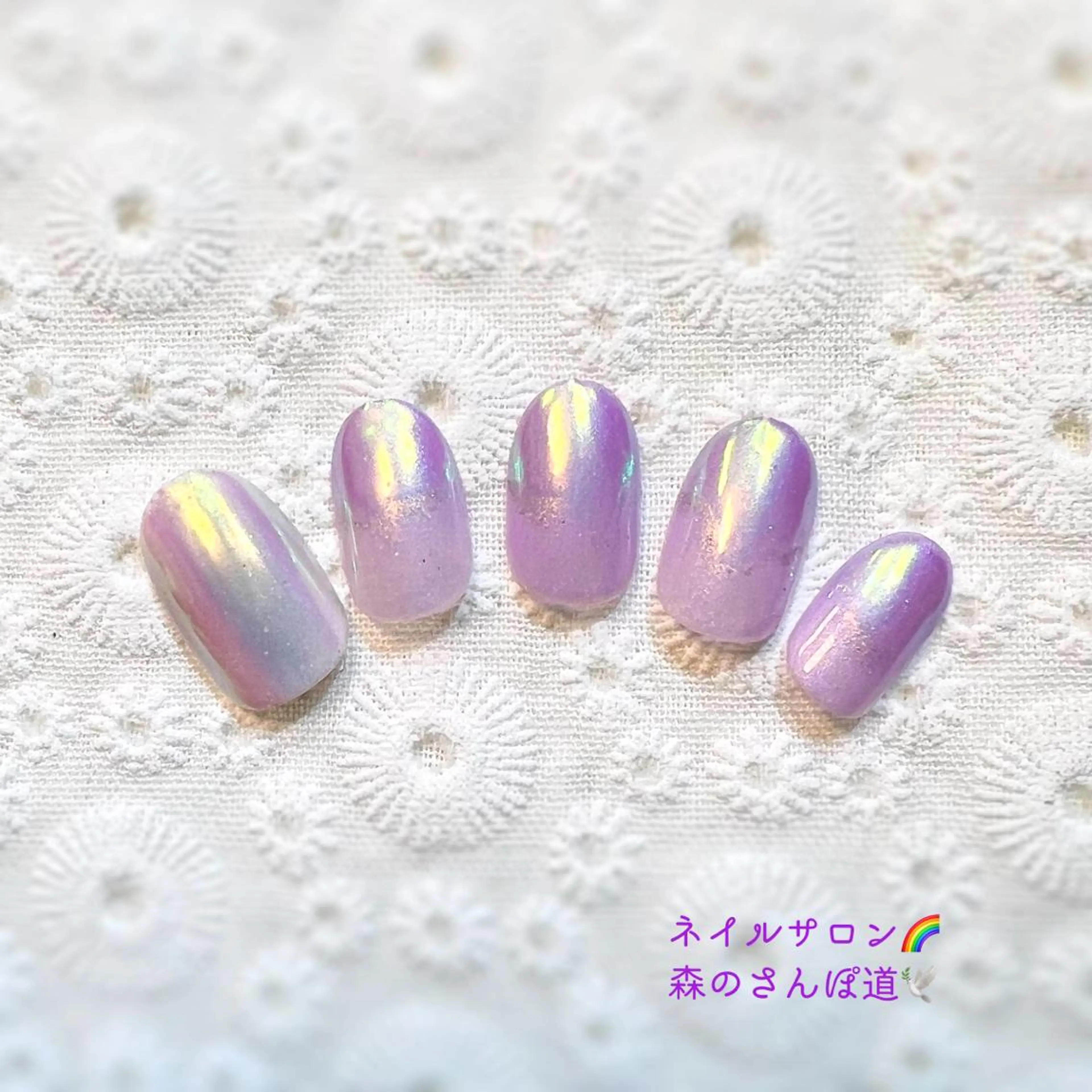 ネイル ハンドネイル ショートネイル 森のさんぽ道のネイルデザイン