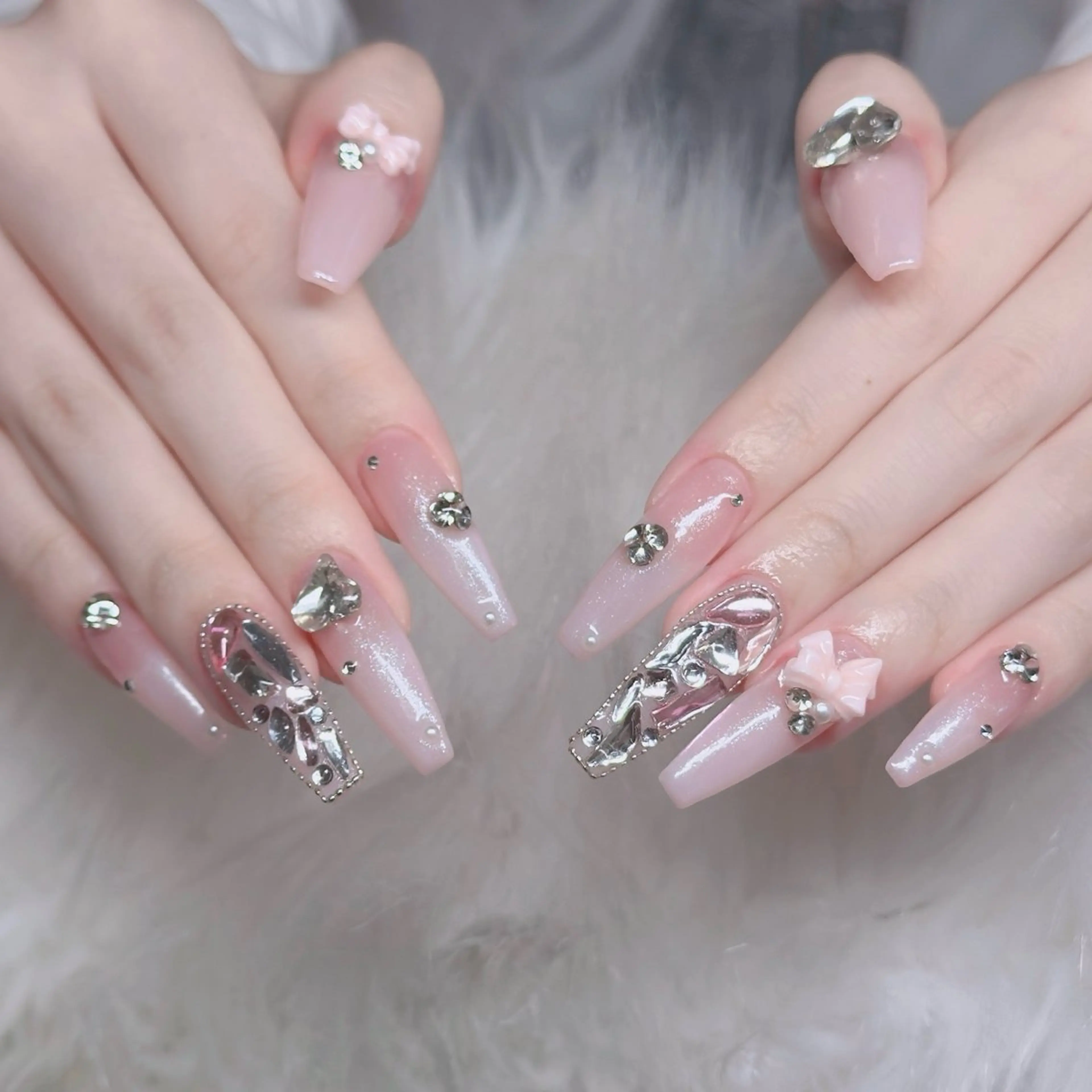 ネイル ロングネイル マグネットネイル リボン 夏ネイル スーパーロングネイル Hani Nail XUKAのネイルデザイン