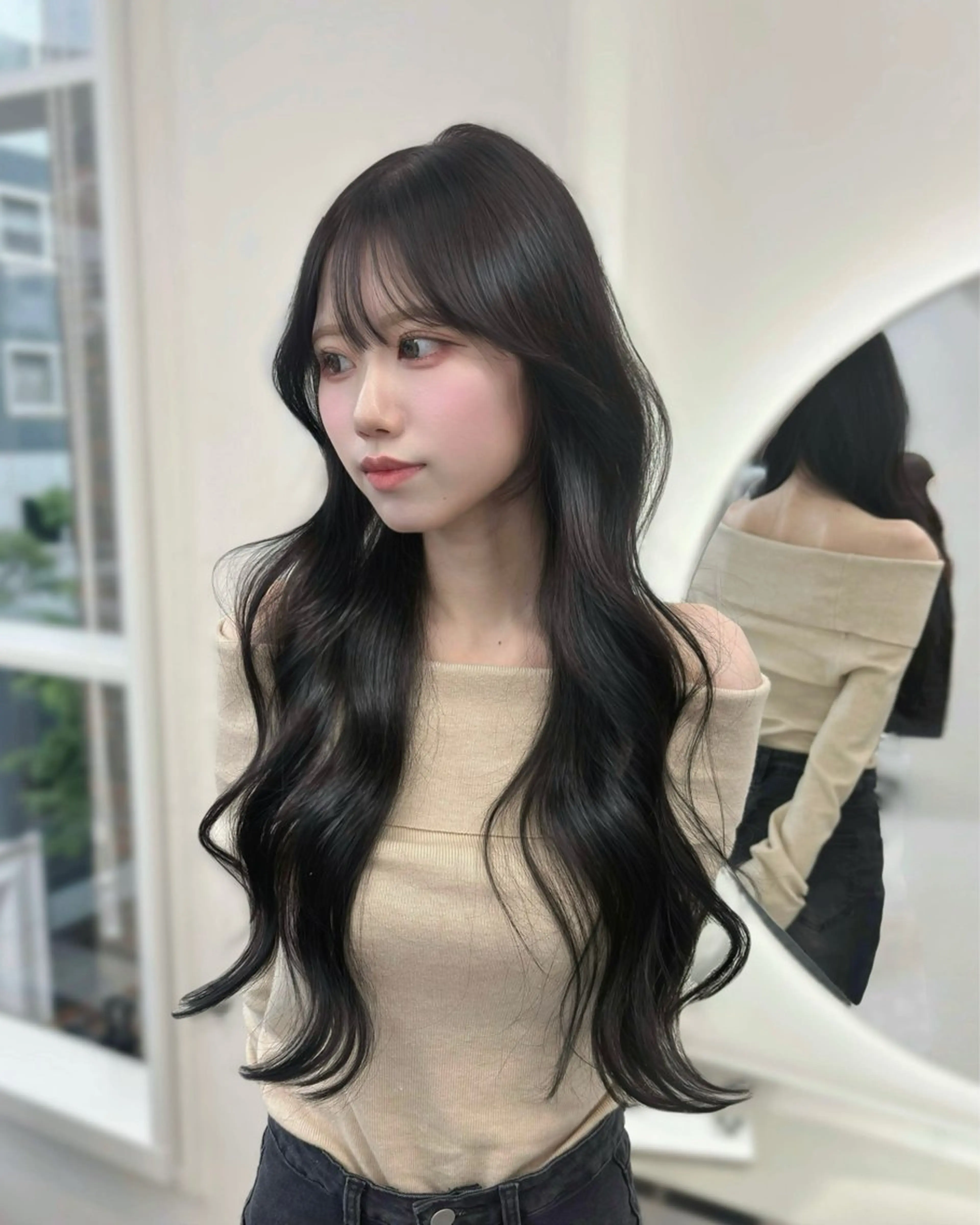 ロング カラー パーマ ヘアアレンジ くびれヘア レイヤーカット ヘアカラー トリートメント ヘアセット 🌸グレージュ/ ベージュ🌸yutaのヘアスタイル