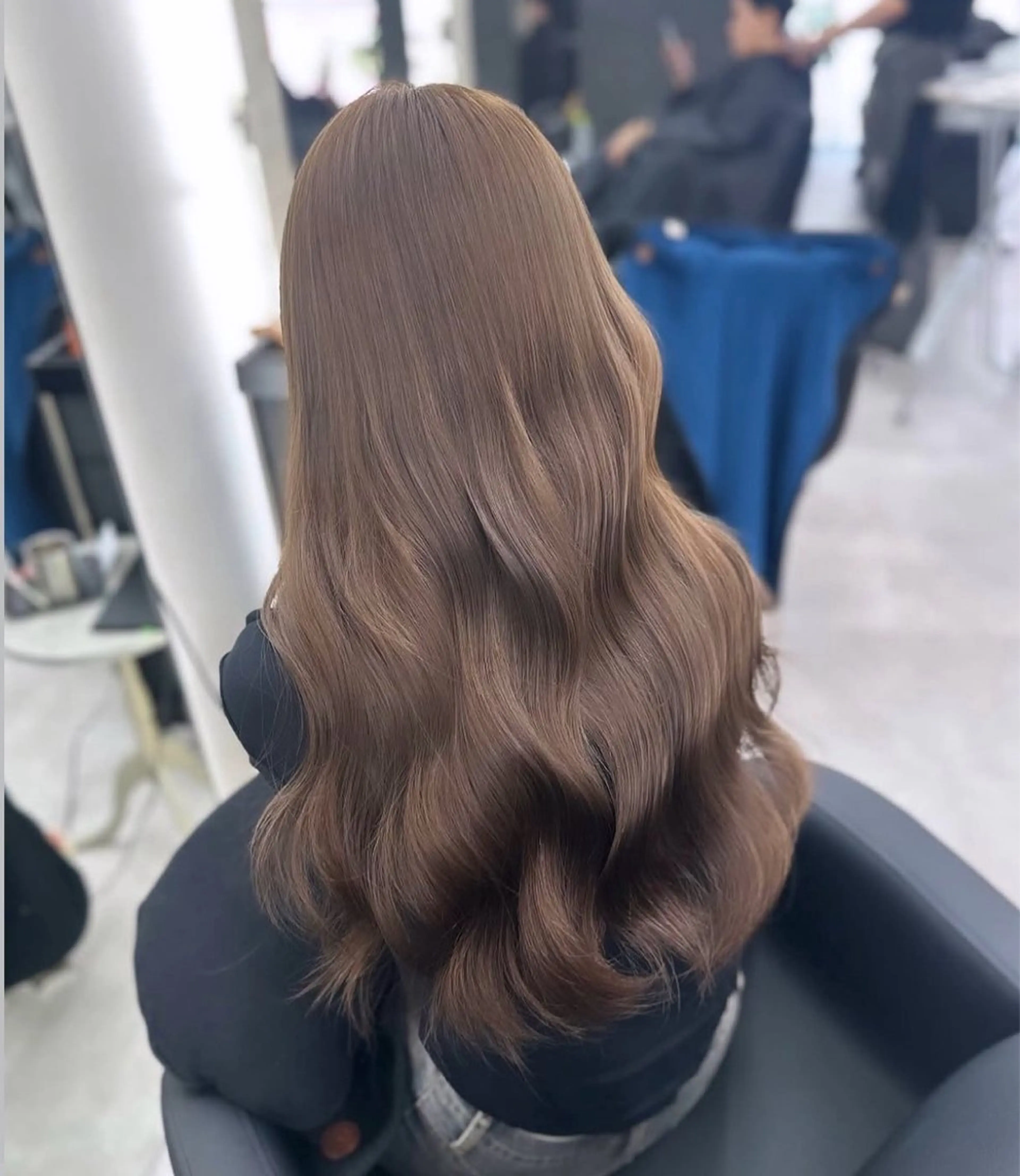 ロング カラー ブリーチ ダブルカラー ブリーチなしカラー 縮毛矯正/艶カラー /髪質改善/なんばのヘアスタイル