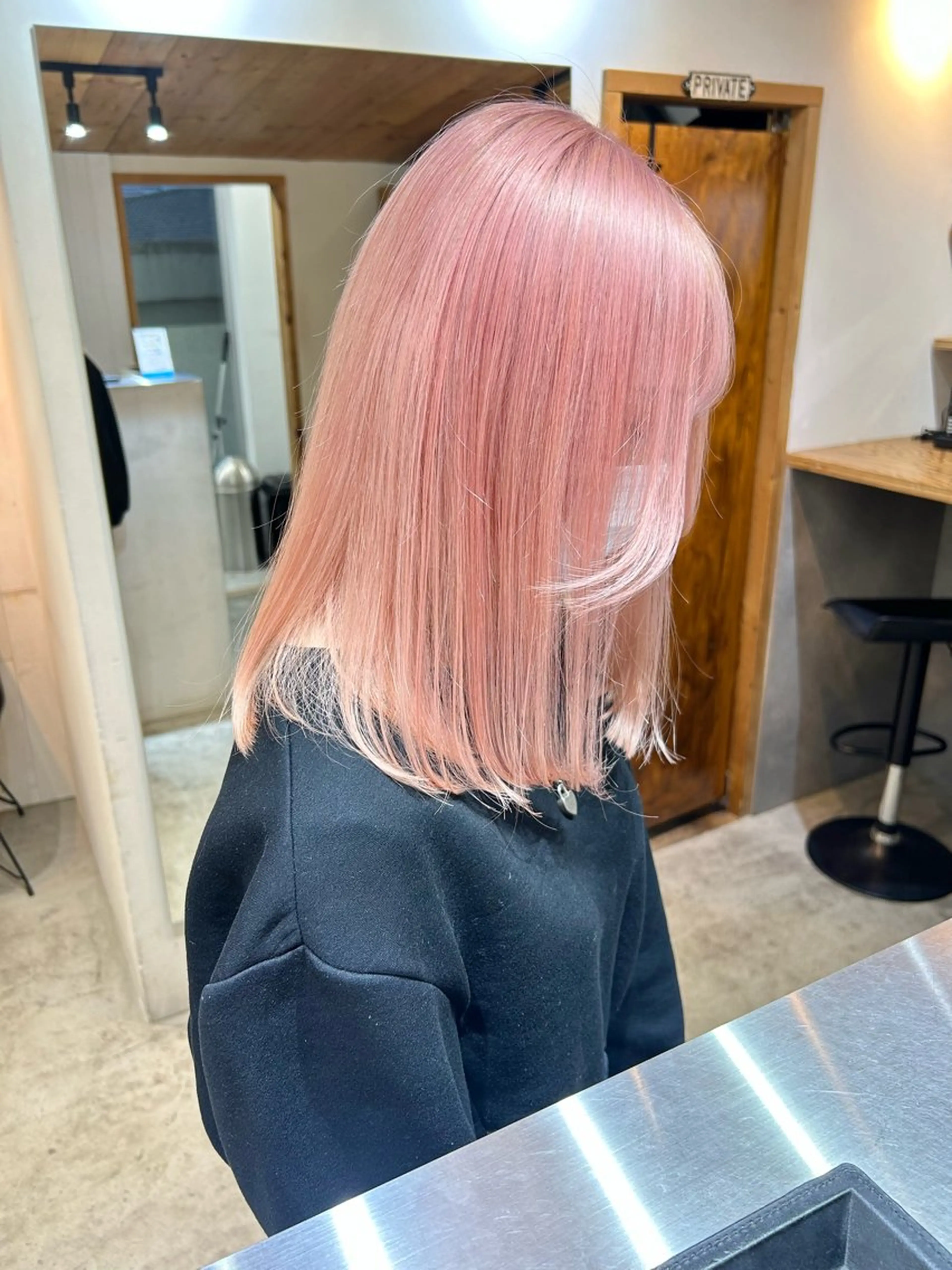 ミディアム カラー ピンクカラー カット ヘアカラー トリートメント 🧸艶々韓国ヘア 🧁mizunaのヘアスタイル