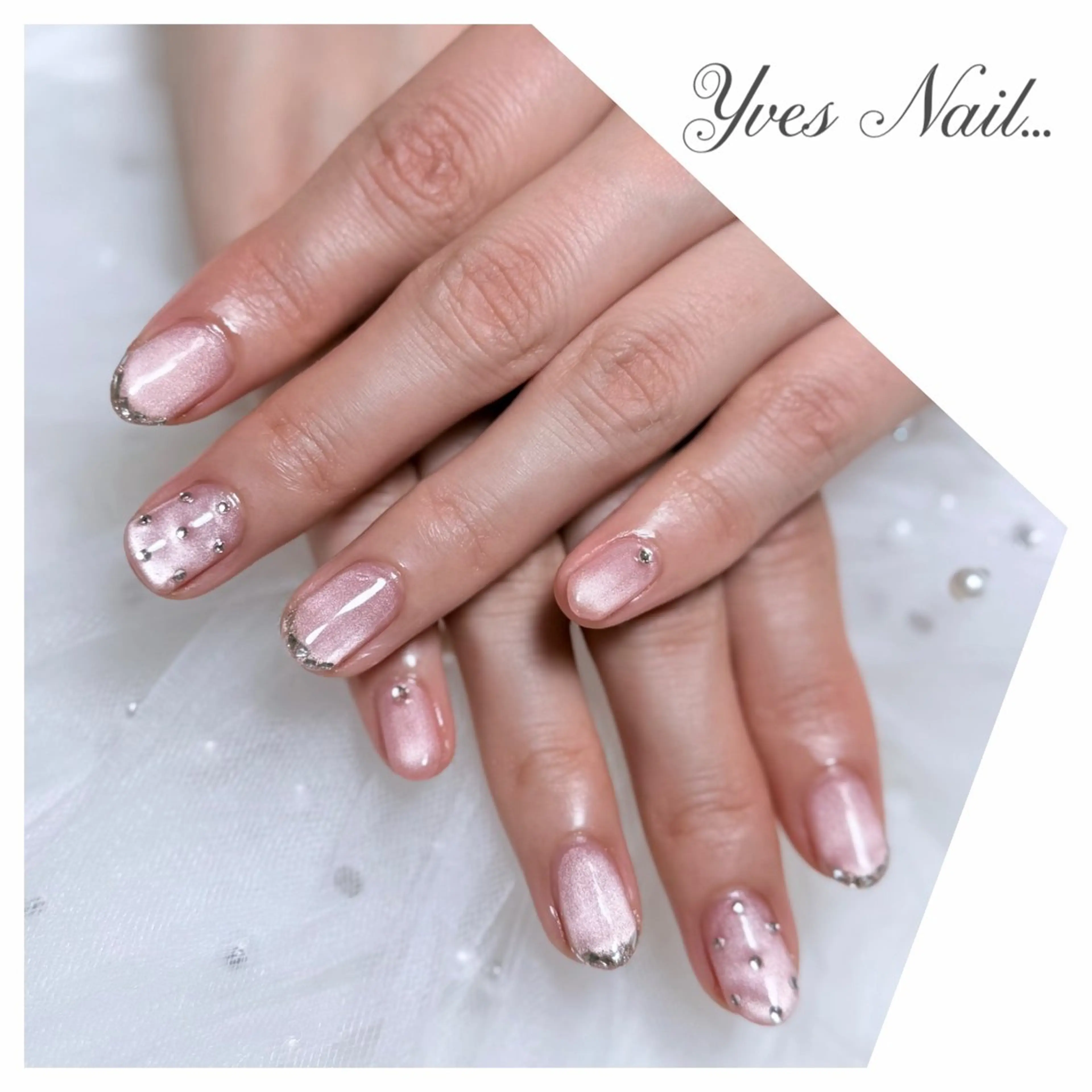 ネイル フレンチネイル ガラスフレンチ マグネットネイル オフィスネイル ハンドネイル kanno yのネイルデザイン