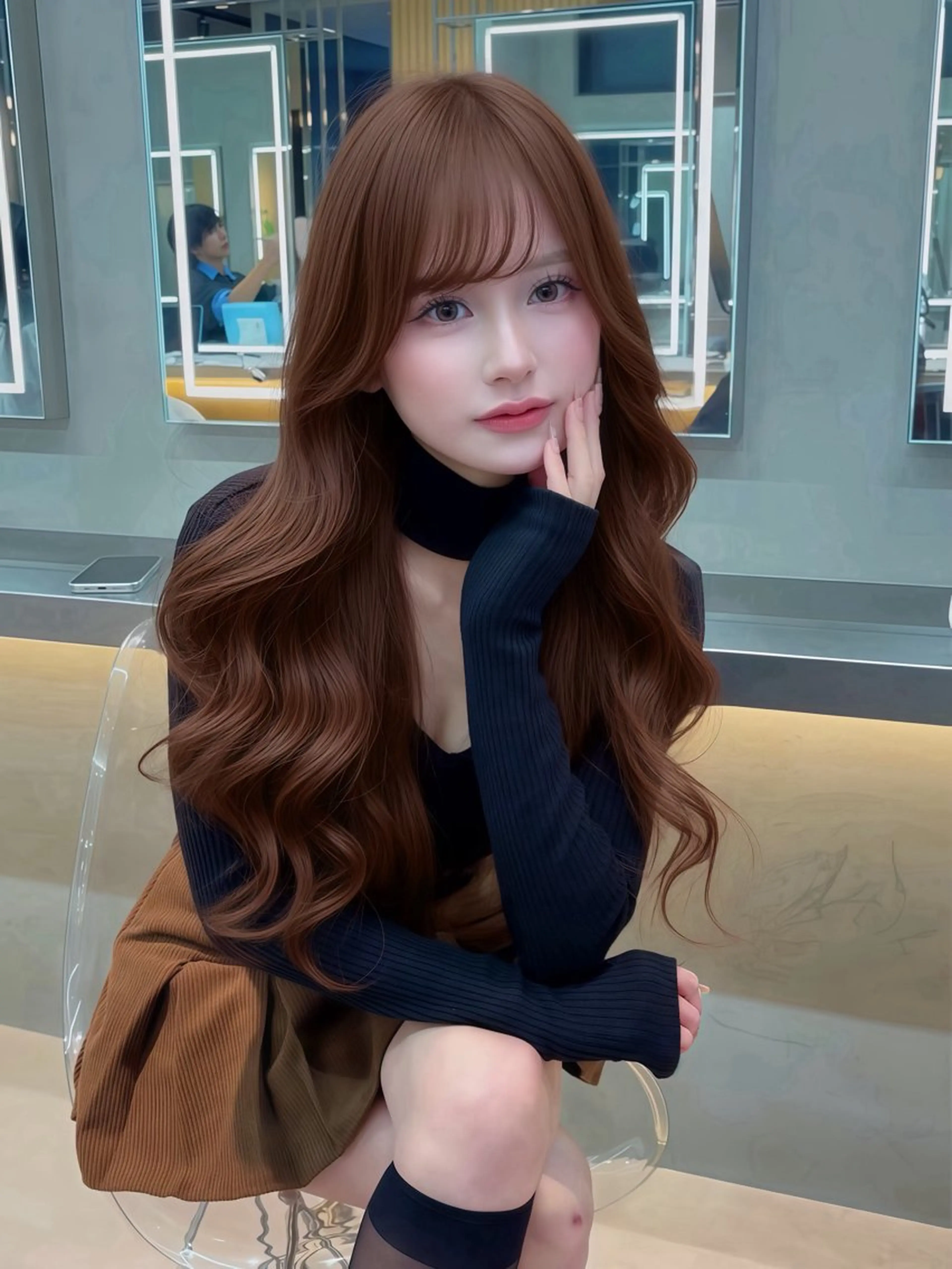 ロング カラー ヘアアレンジ ベージュカラー ブリーチ 透明感カラー ブリーチなしカラー 髪質改善 【博多髪質改善】 吉村　清志のヘアスタイル