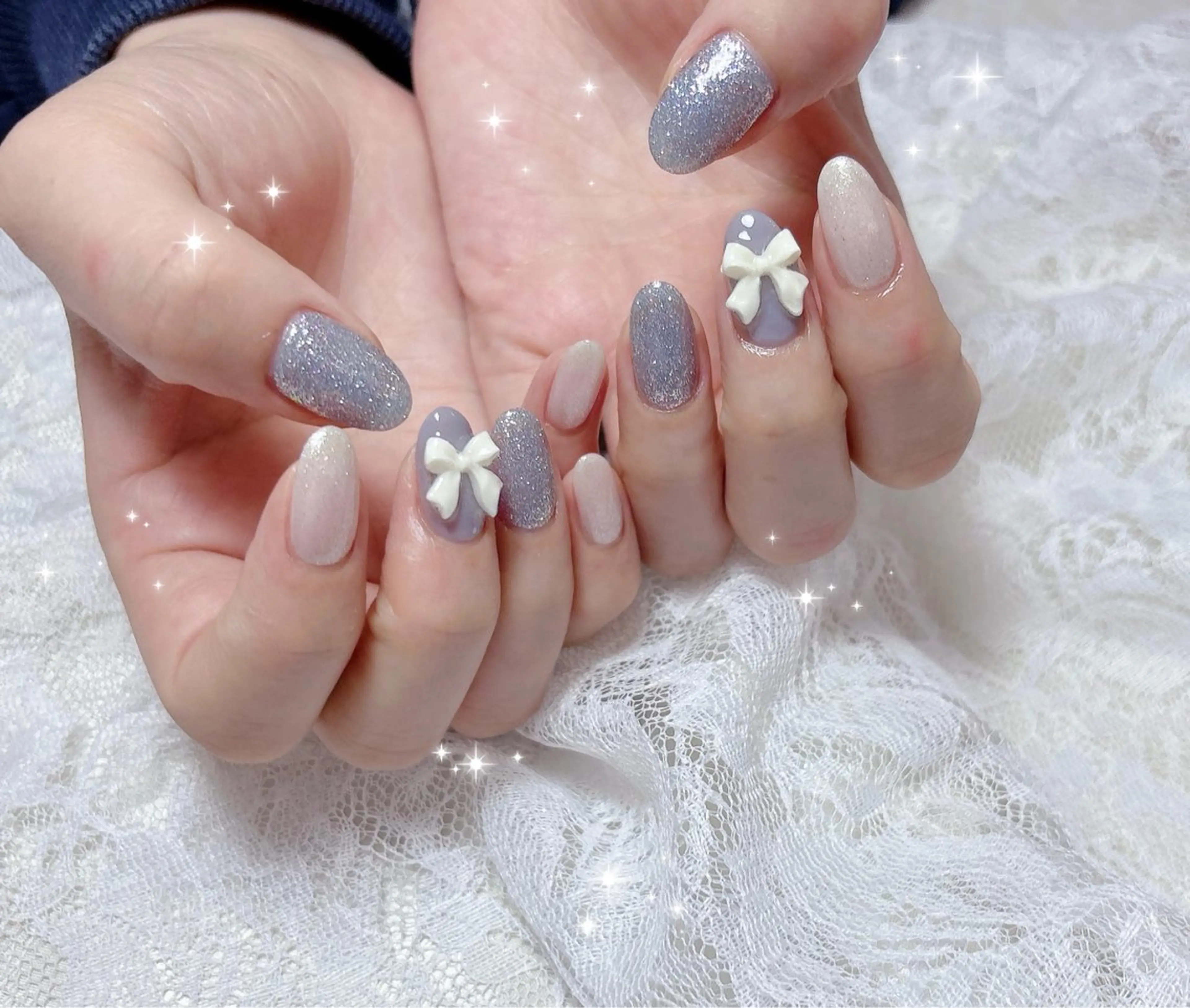 ネイル ブルー ハンドネイル FLARE NAIL フレアネイルのネイルデザイン