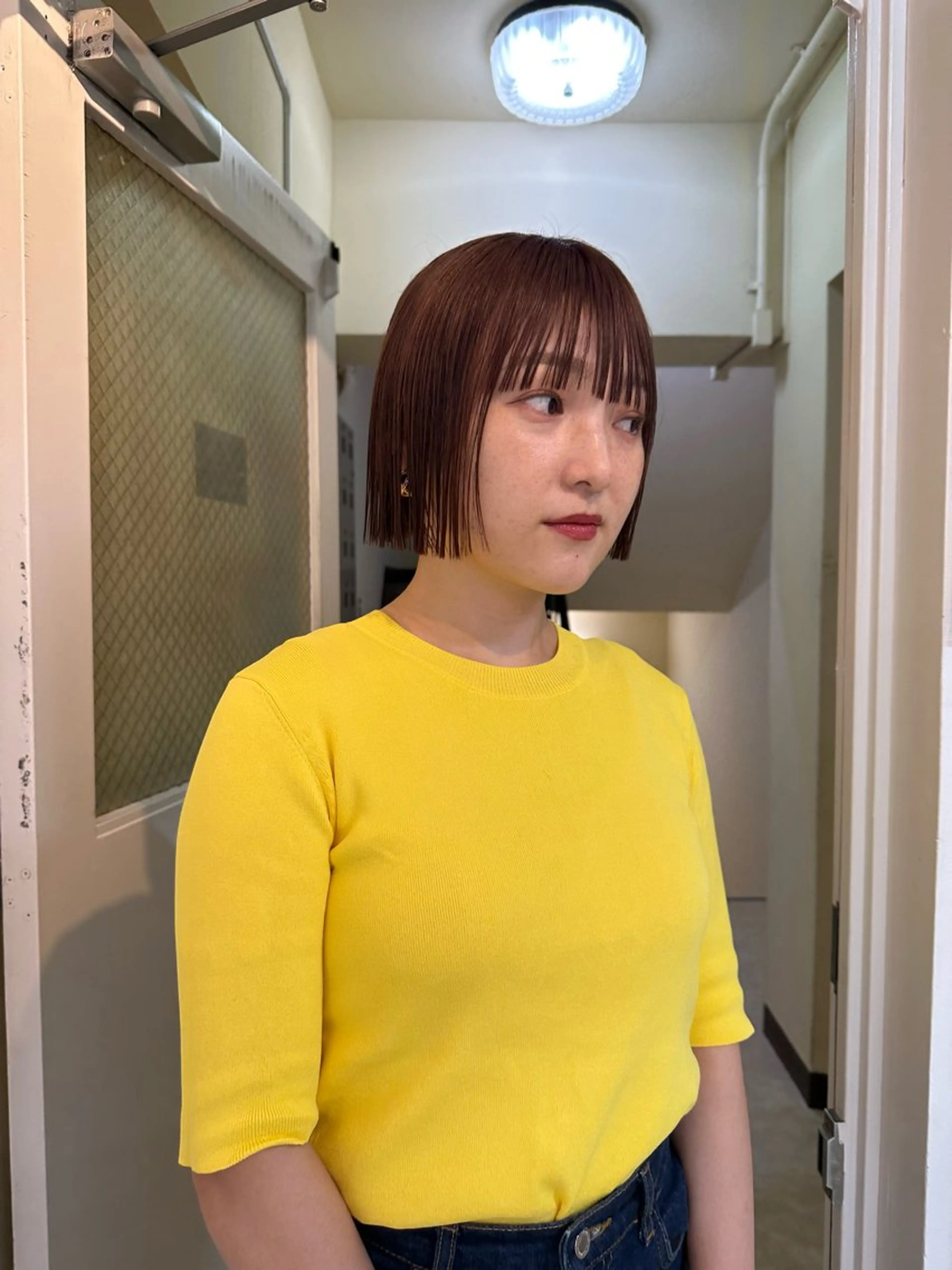 ショート カラー ブラウンカラー オレンジ オレンジブラウン レッドカラー 竹中 彩音のヘアスタイル