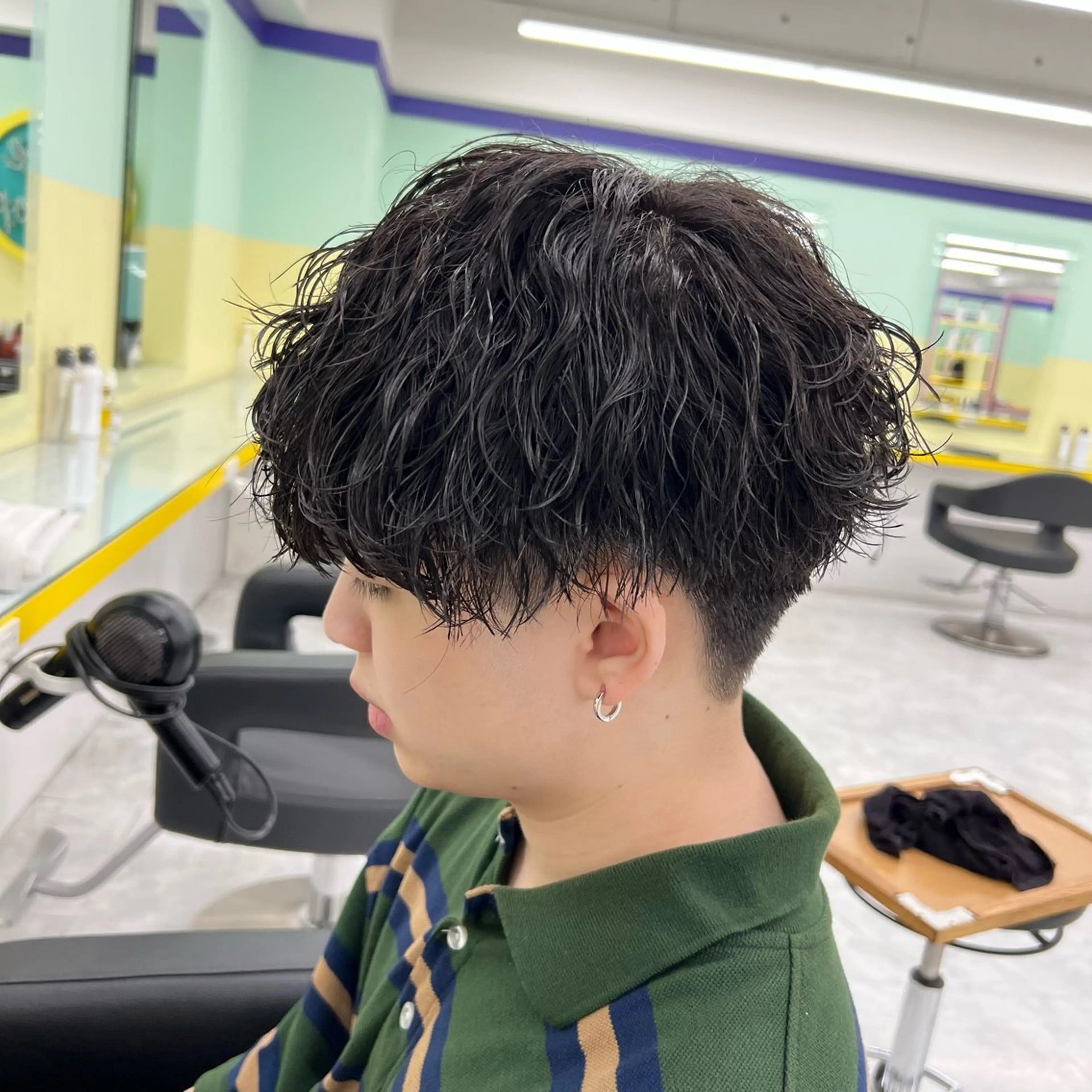 ショート カラー パーマ ヘアアレンジ メンズ キッズ メンズパーマ 波巻きパーマ 🔷横浜1のパーマ 職人🔷将太郎のヘアスタイル