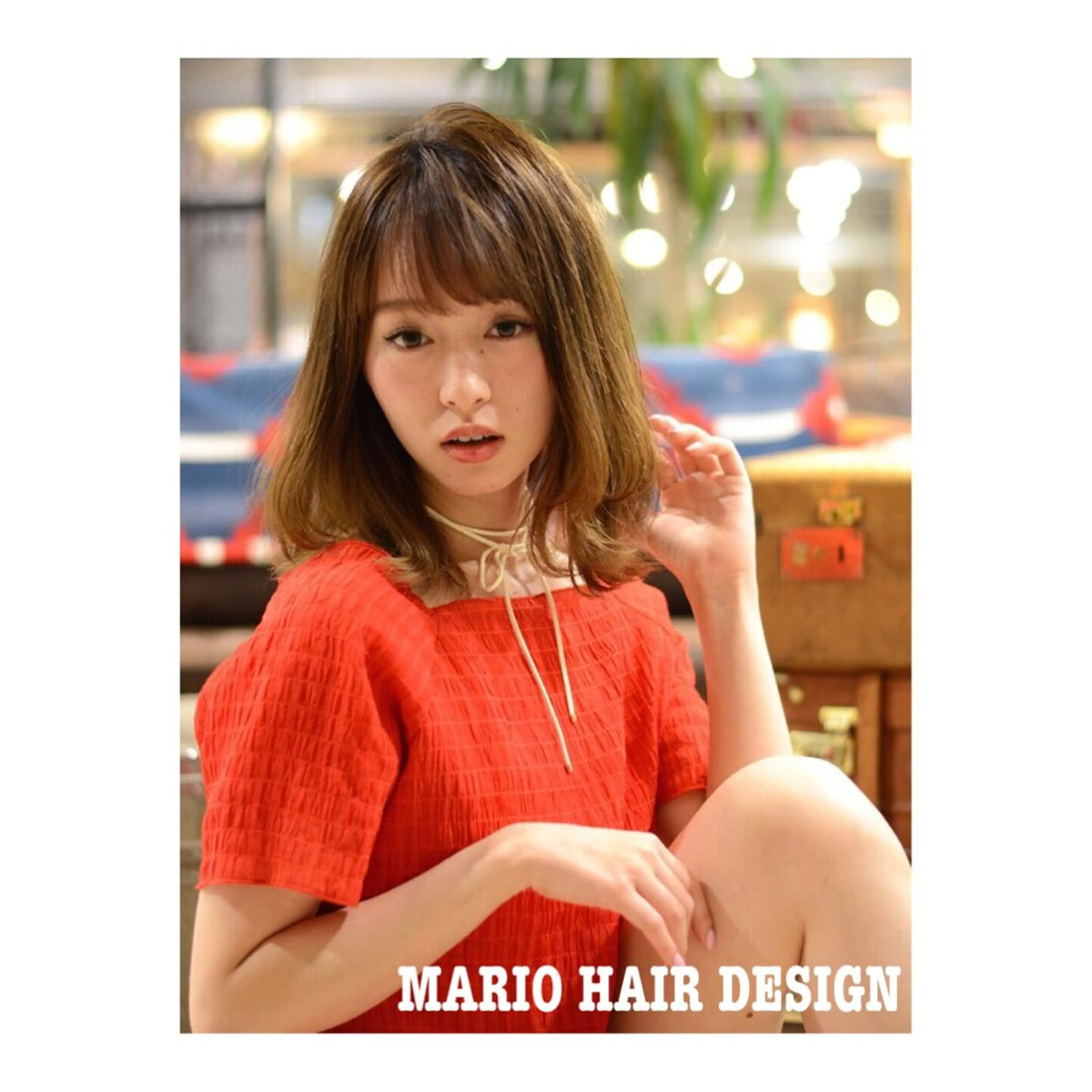 ミディアム カラー ベージュカラー レイヤーカット 外ハネヘア 竹嶌 健吾のヘアスタイル