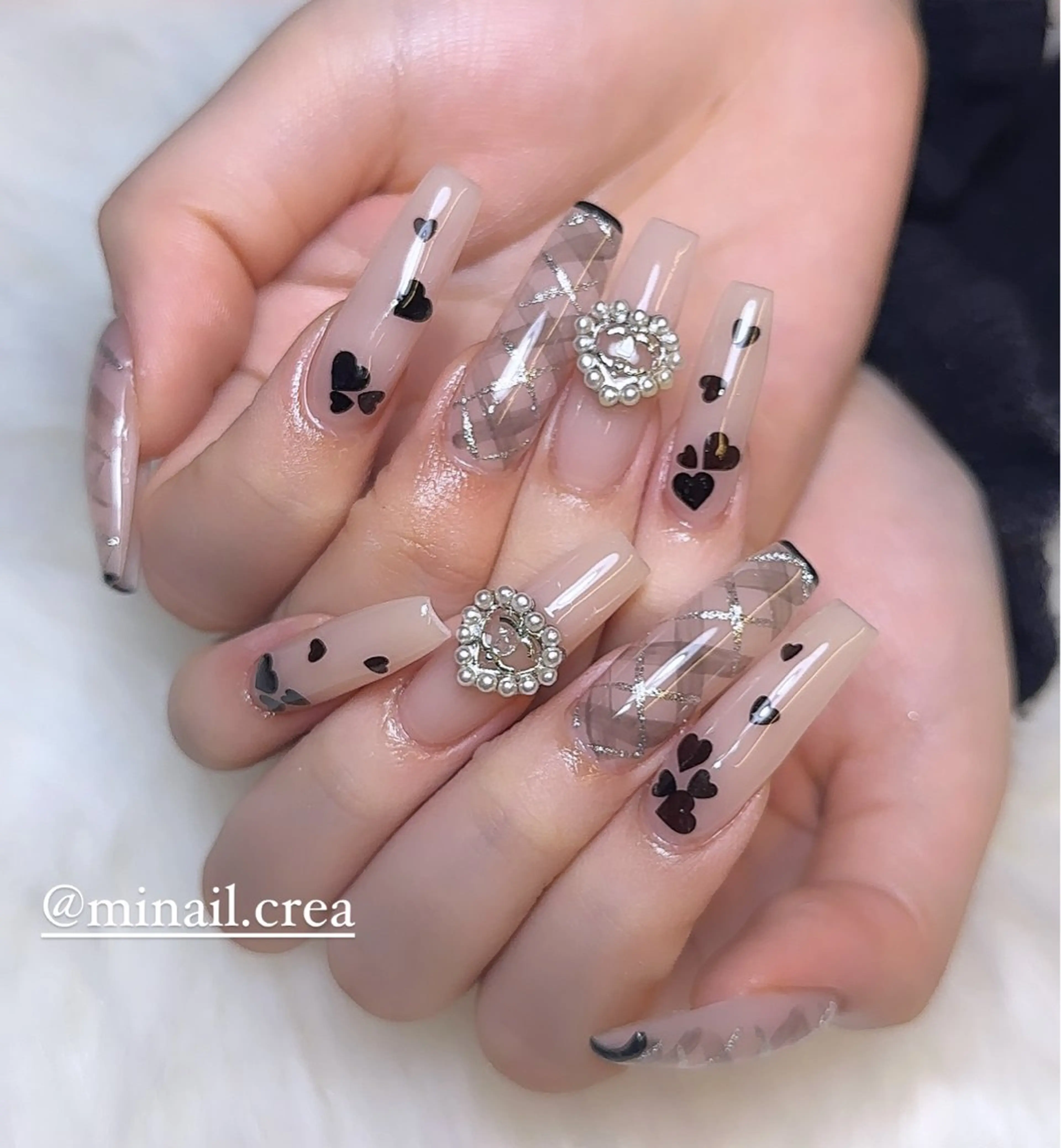 ネイル ハート キラキラネイル ロングネイル ワンカラーネイル ピンク CRéA　-private nailsalon-所属・CReA nailのネイルデザイン