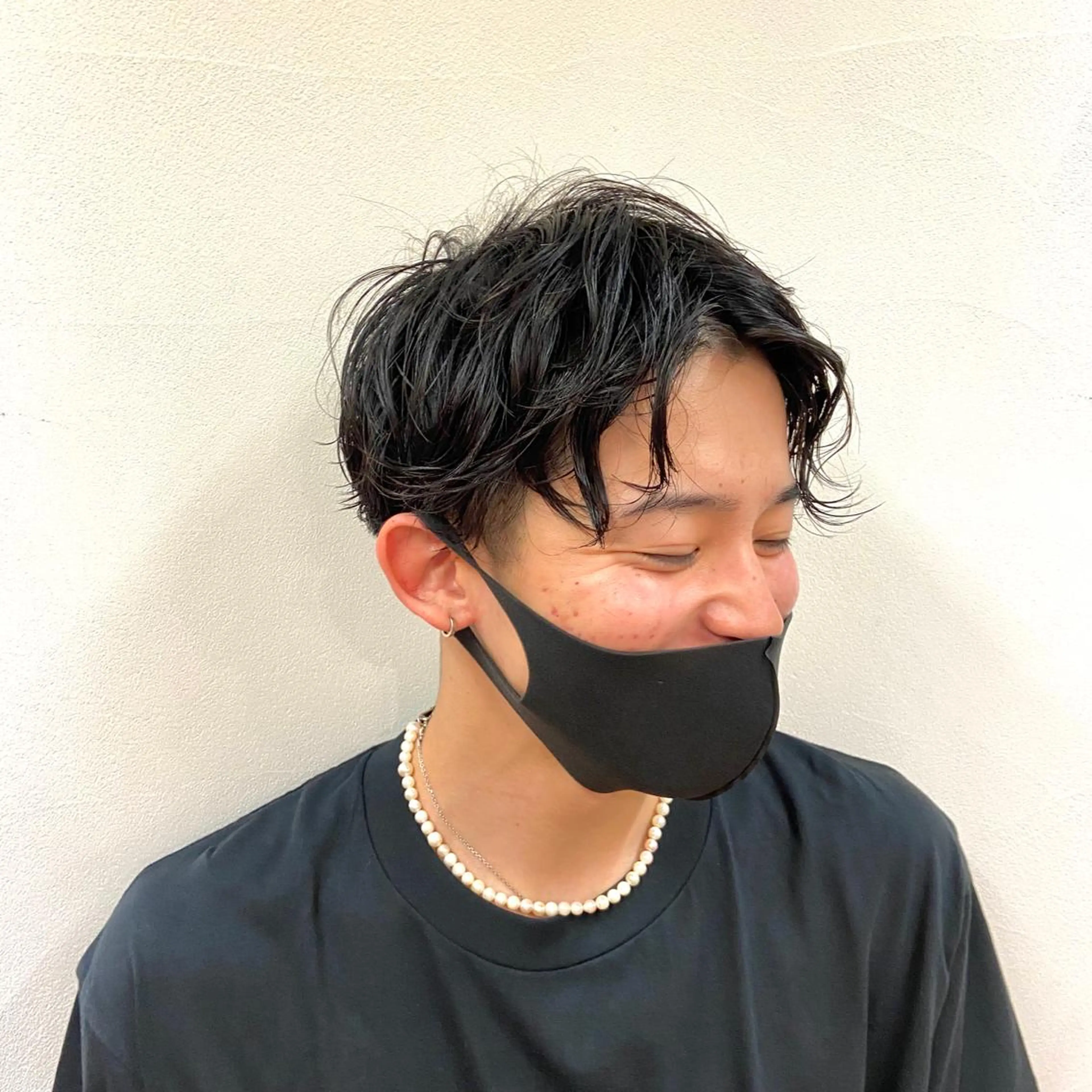 パーマ メンズ ショート/ウルフ ハイトーン/カイセイのヘアスタイル