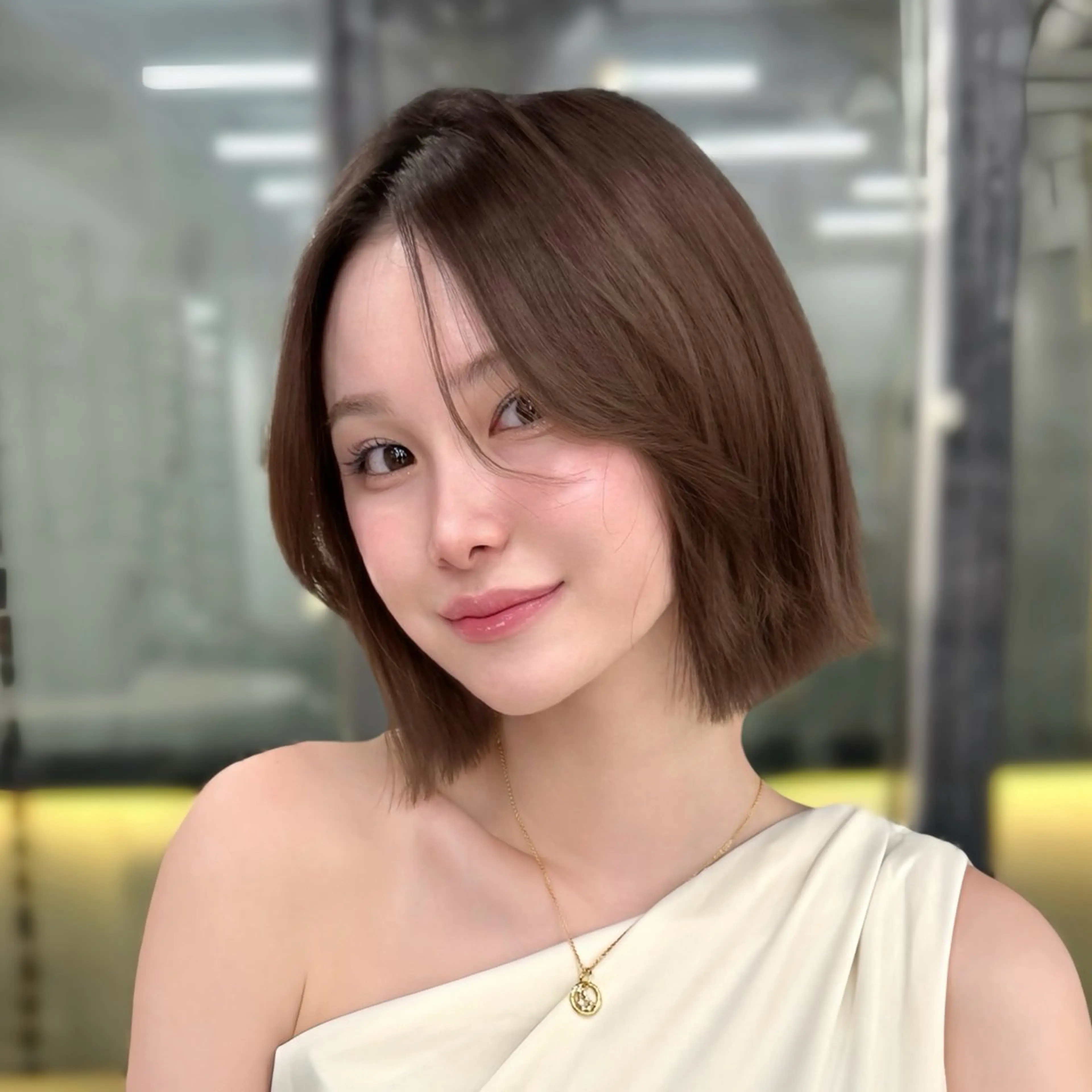 ミディアム ボブ 韓国風ヘア 外ハネヘア YVESS 韓国ボブ mayu/表参道のヘアスタイル