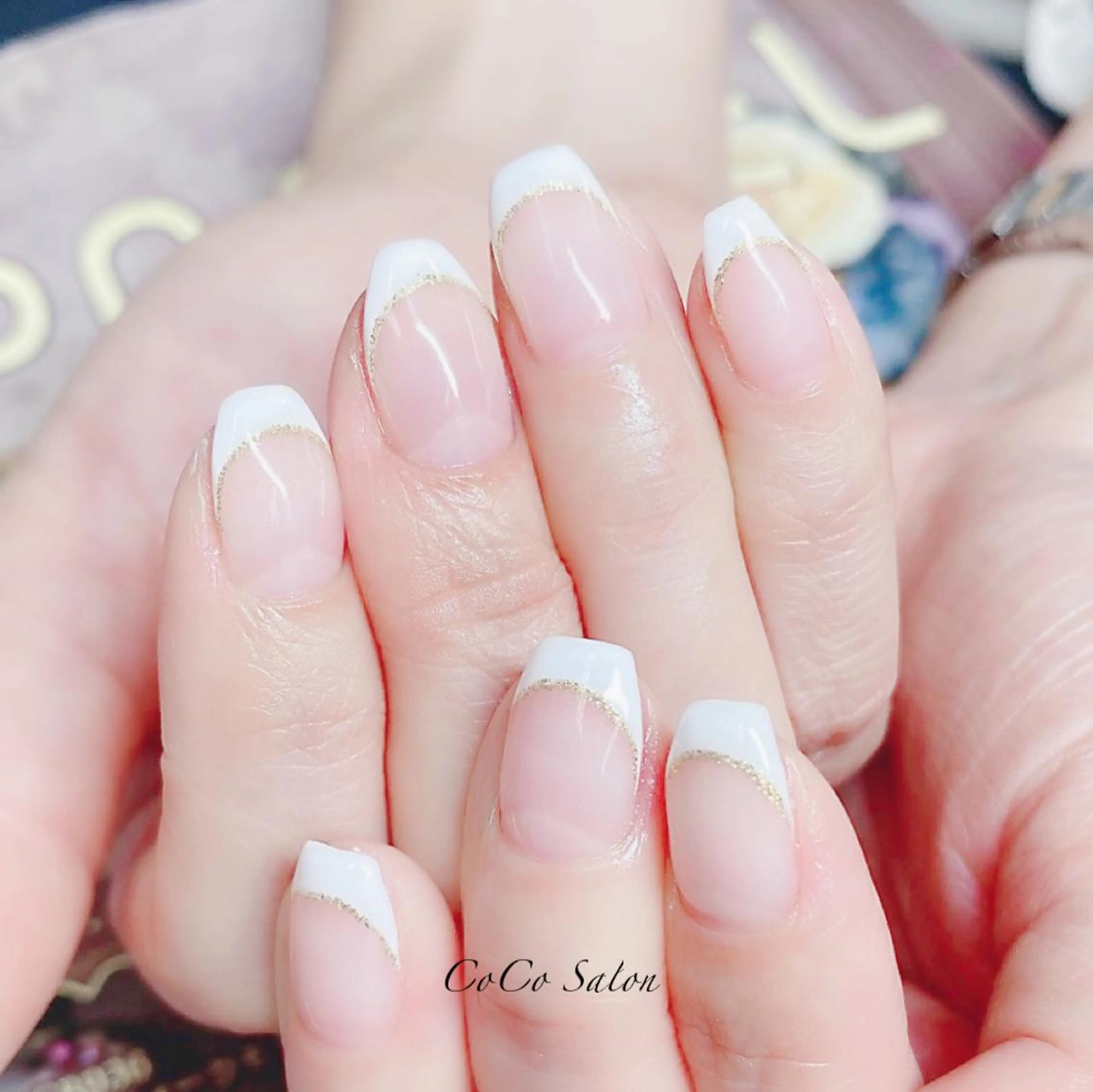 ネイル 長さ出し フレンチネイル ジェルネイル 韓国ネイル オフィスネイル CoCoSalon ネイル/まつ毛予約のネイルデザイン