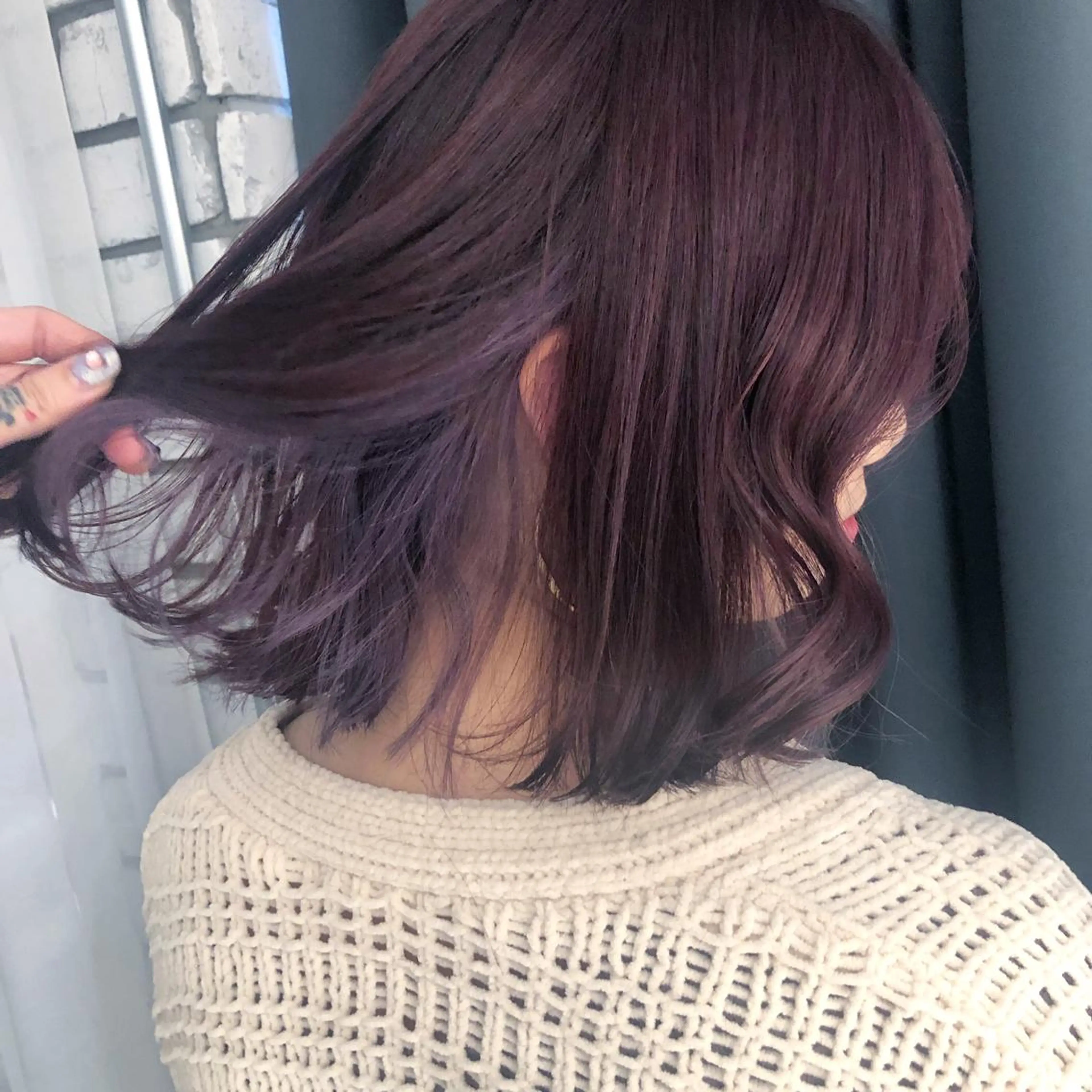 ミディアム カラー パープルカラー レッドカラー ORIKA 美容室のヘアスタイル