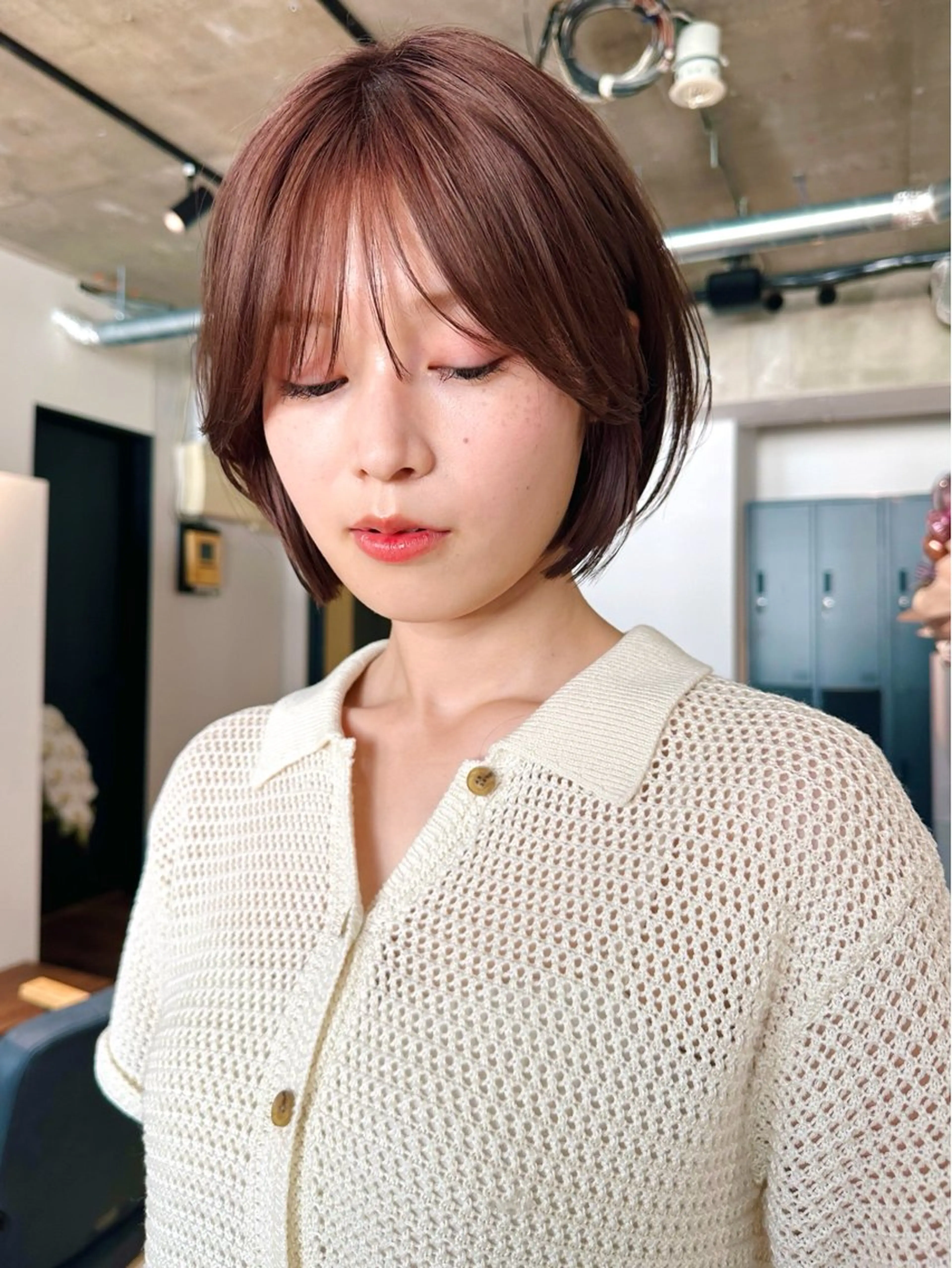 ショート カラー パーマ 🫧小顔×似合わせ× 透明感カラー🫧のヘアスタイル