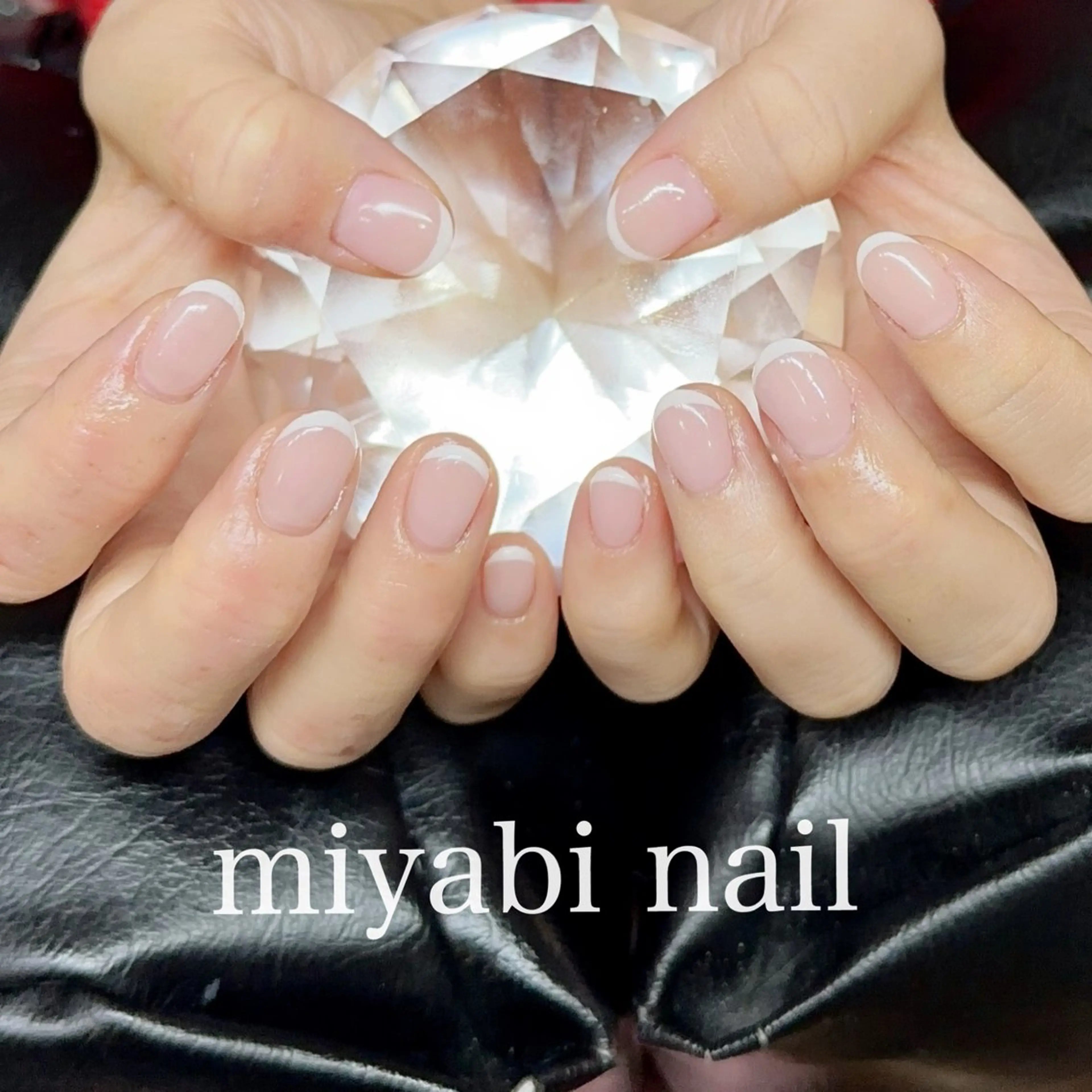 ネイル フレンチネイル 持ち込み ピンク ショートネイル ホワイト ハンドネイル miyabi nail 桂川駅近くのネイルデザイン