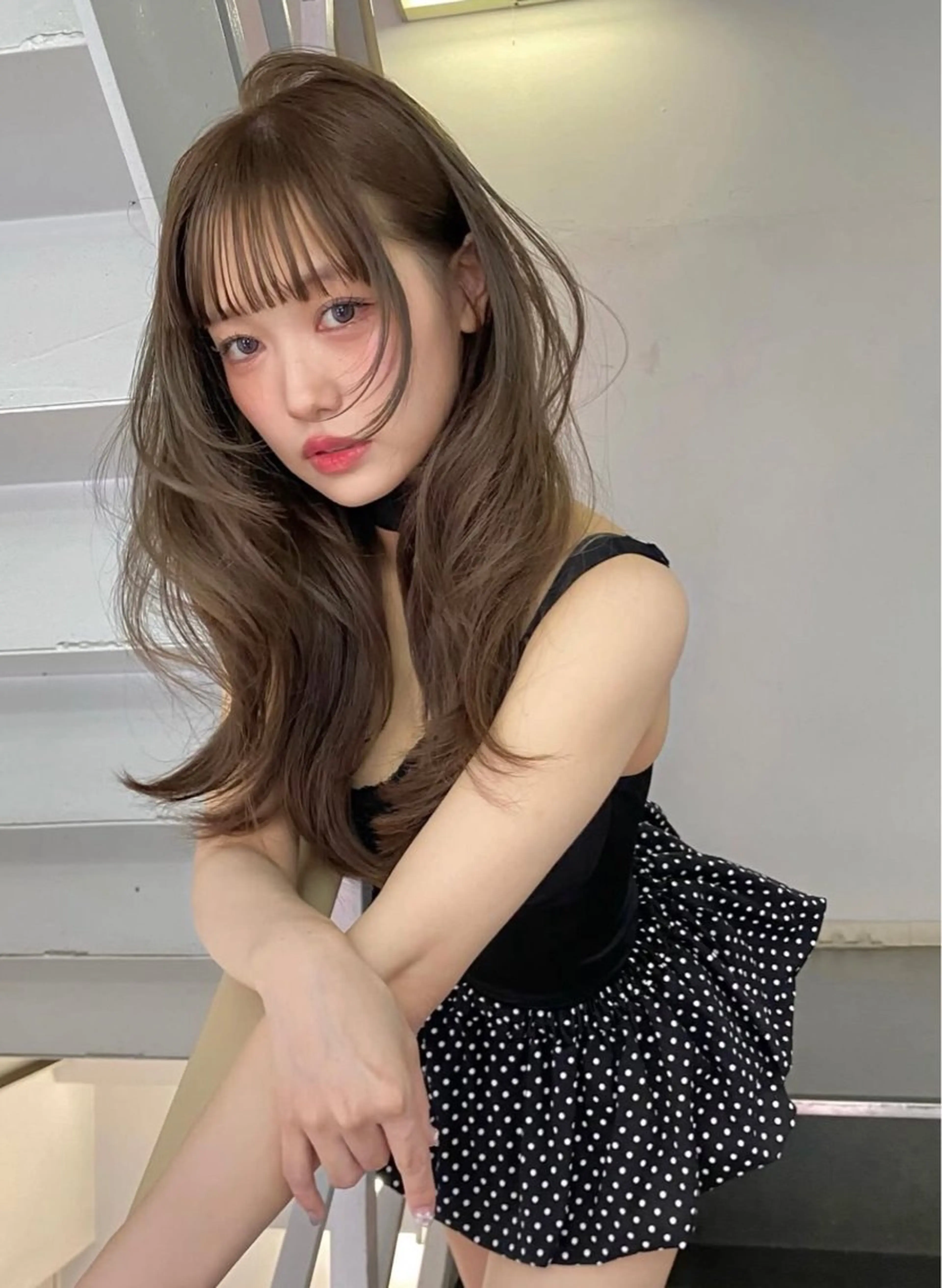 セミロング カラー ブリーチ 透明感カラー ダブルカラー ブリーチなしカラー fev  hair shopのヘアスタイル