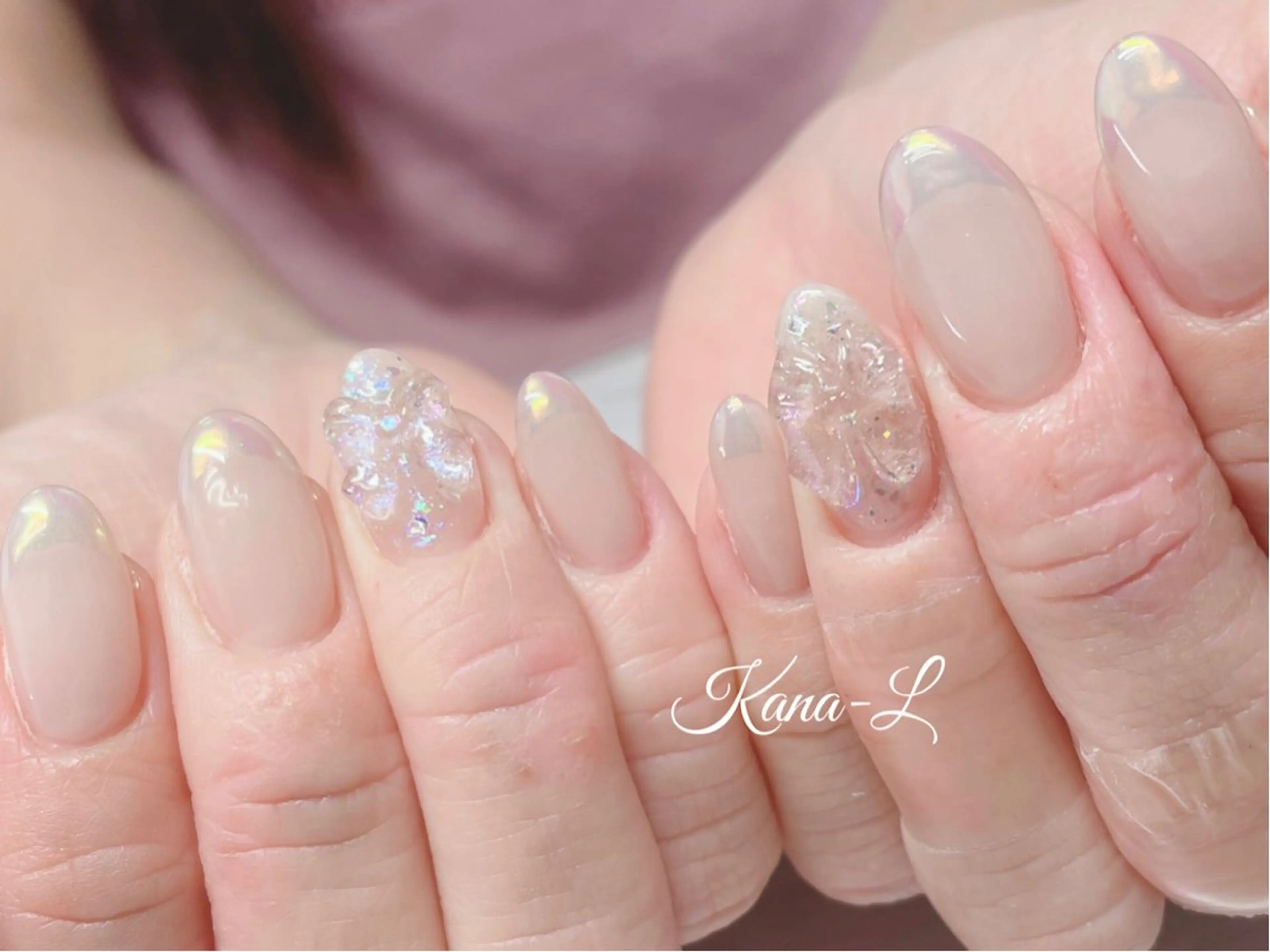 ネイル オーロラネイル フレンチネイル ジェルネイル ミラーネイル パラジェル 芦辺 香奈のネイルデザイン
