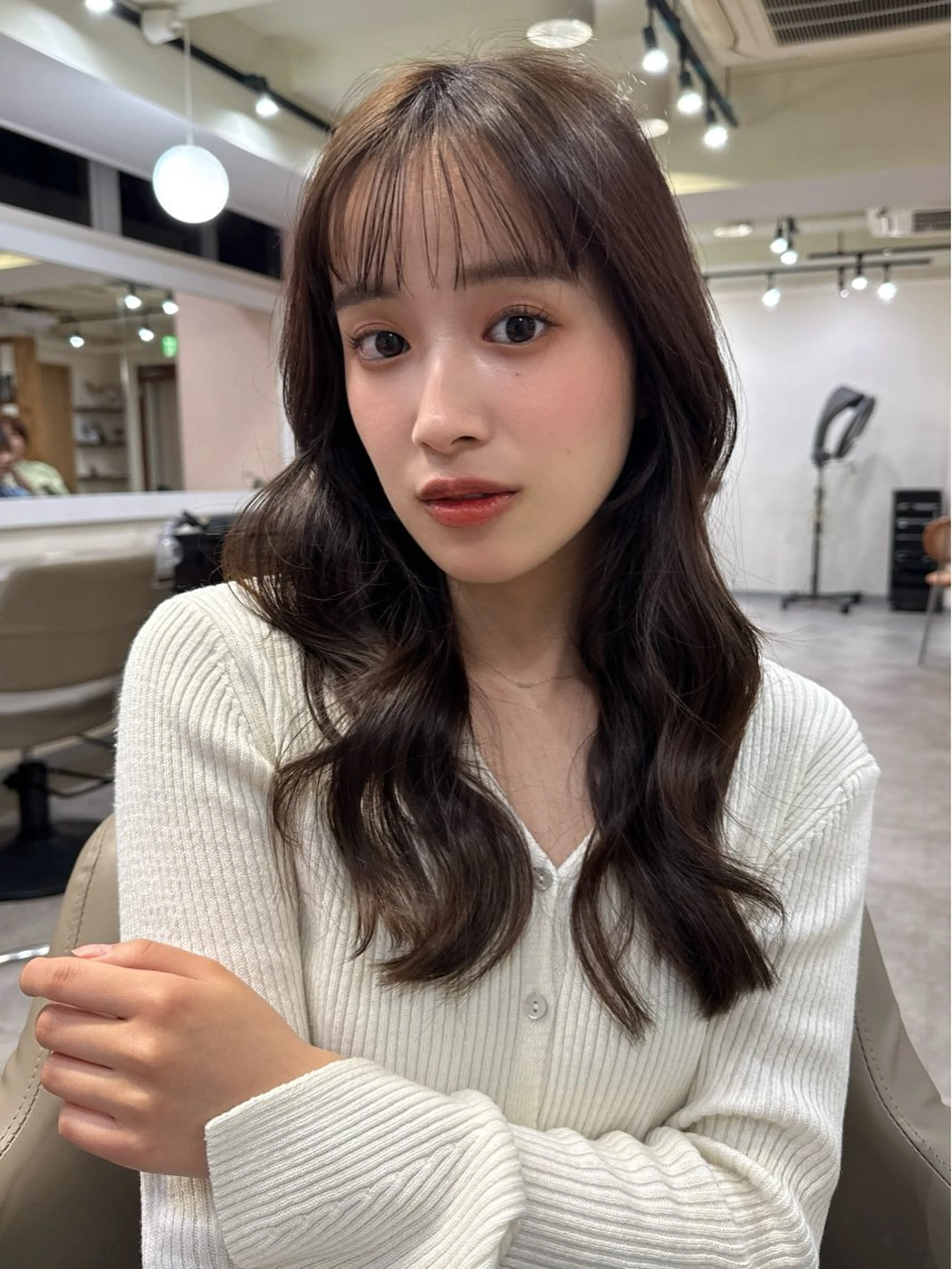 ロング パーマ くびれヘア 髪質改善 ヨシンモリ 韓国風ヘア レイヤーカット ヘアカラー 韓国風パーマ/ヘア セット/店長みづきのヘアスタイル