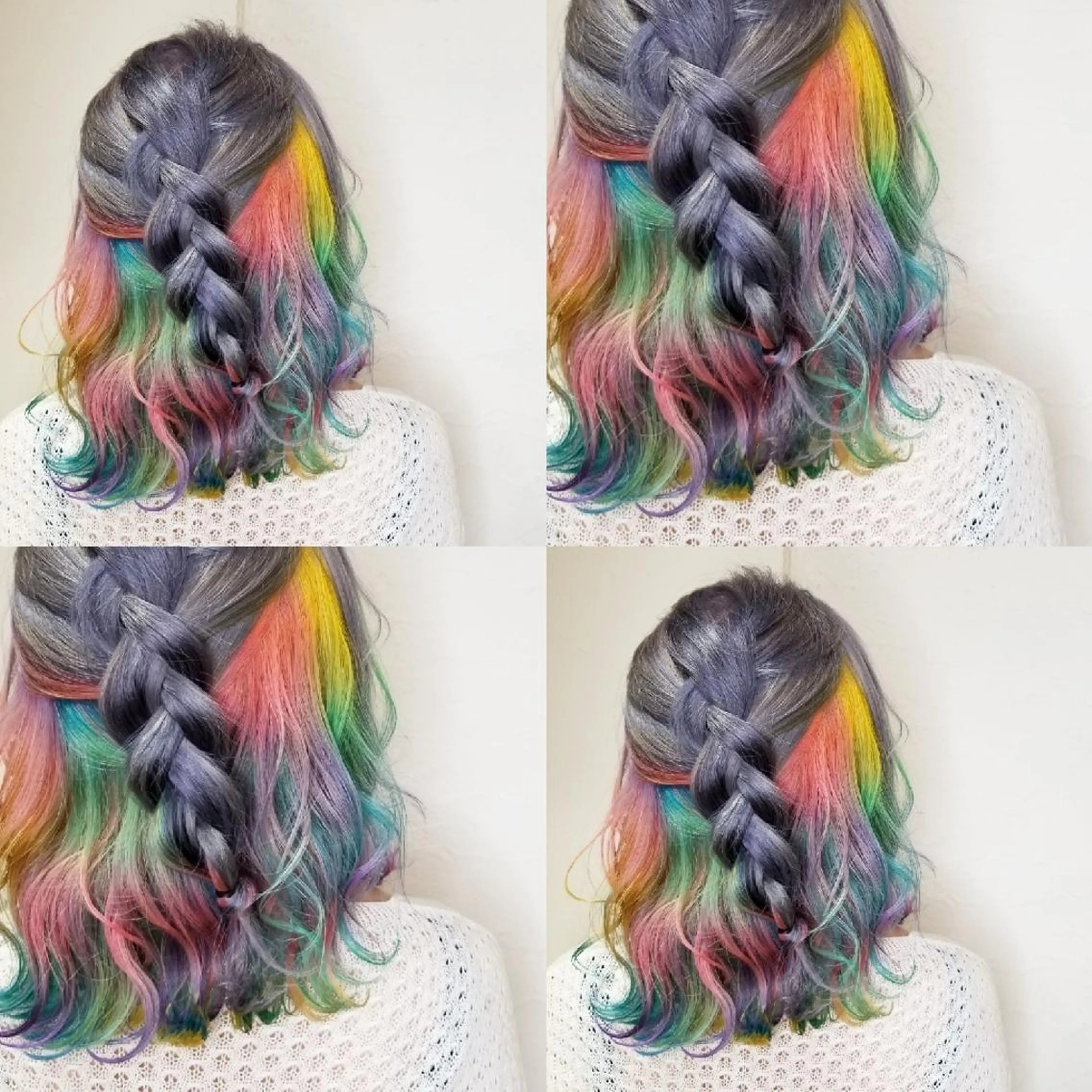 ミディアム ヘアカラー ツヤ髪✨縮毛矯正 ハイトーンカラーのヘアスタイル