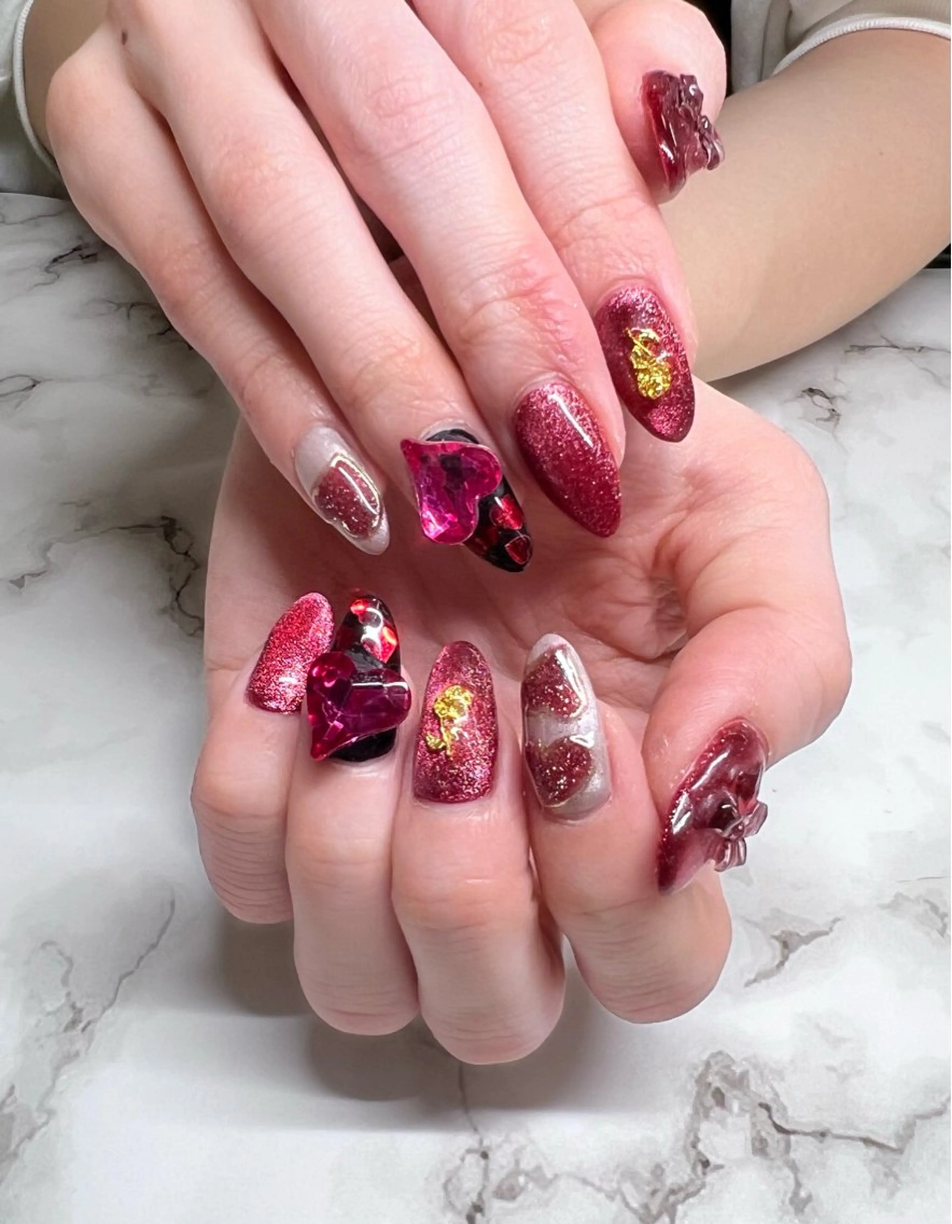 ネイル バレンタイン 自由が丘サロン あやめ💅のネイルデザイン