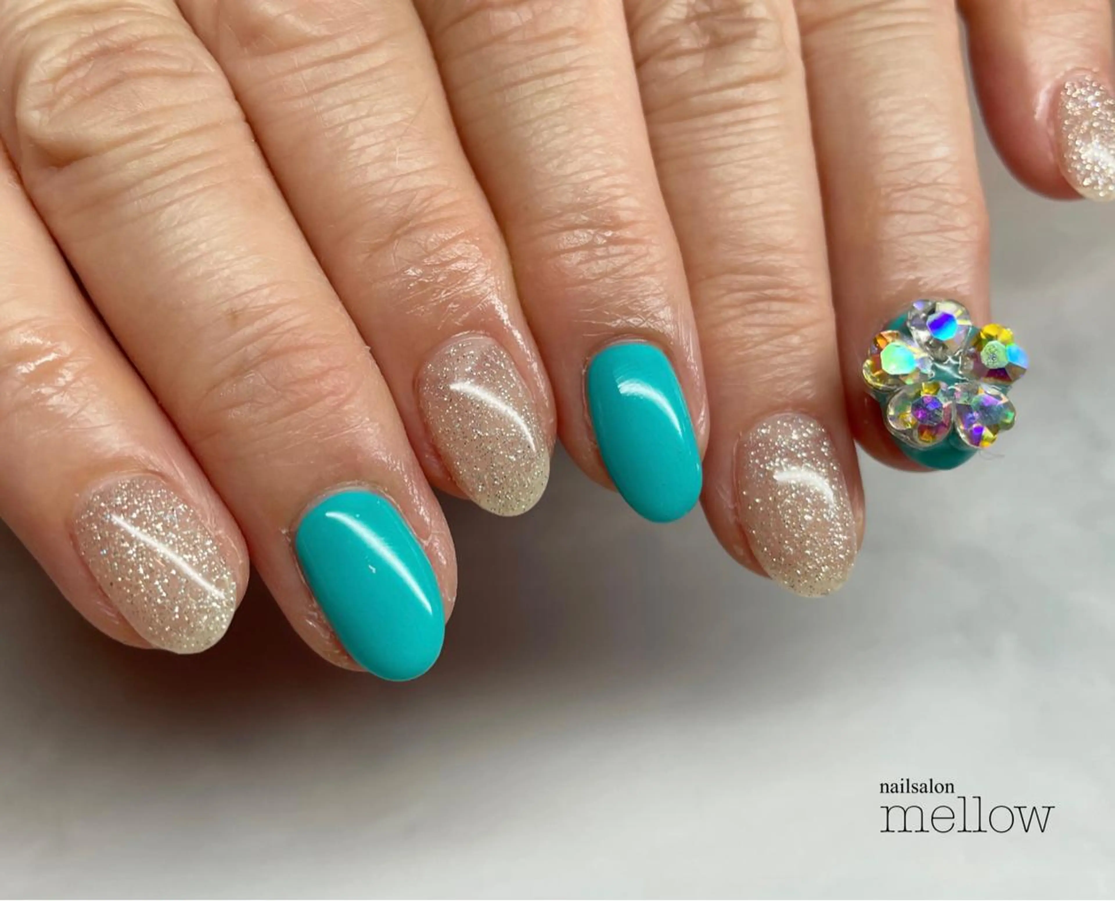 ネイル ブルー ラメ(グリッター) 大山 浩美のネイルデザイン