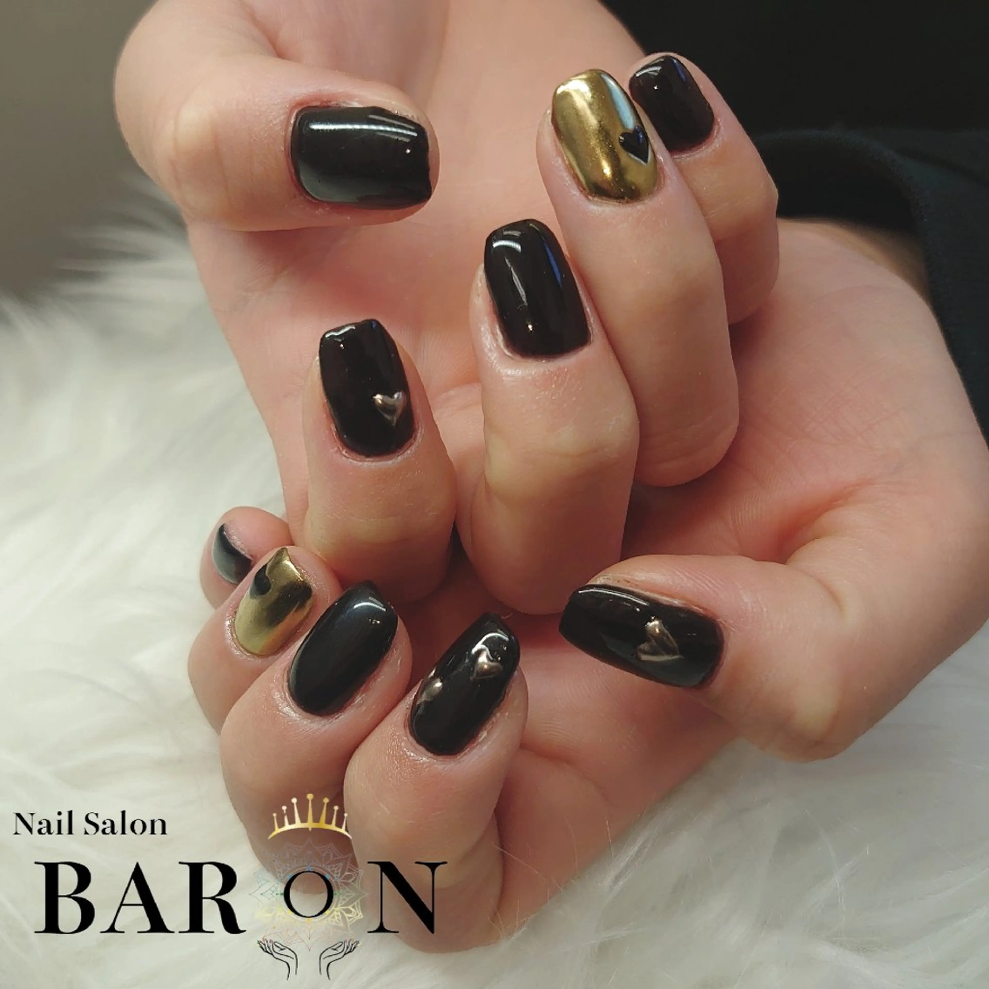 ネイル ハート ミラーネイル 持ち込み ワンカラーネイル ♛BARON♛ AOIのネイルデザイン