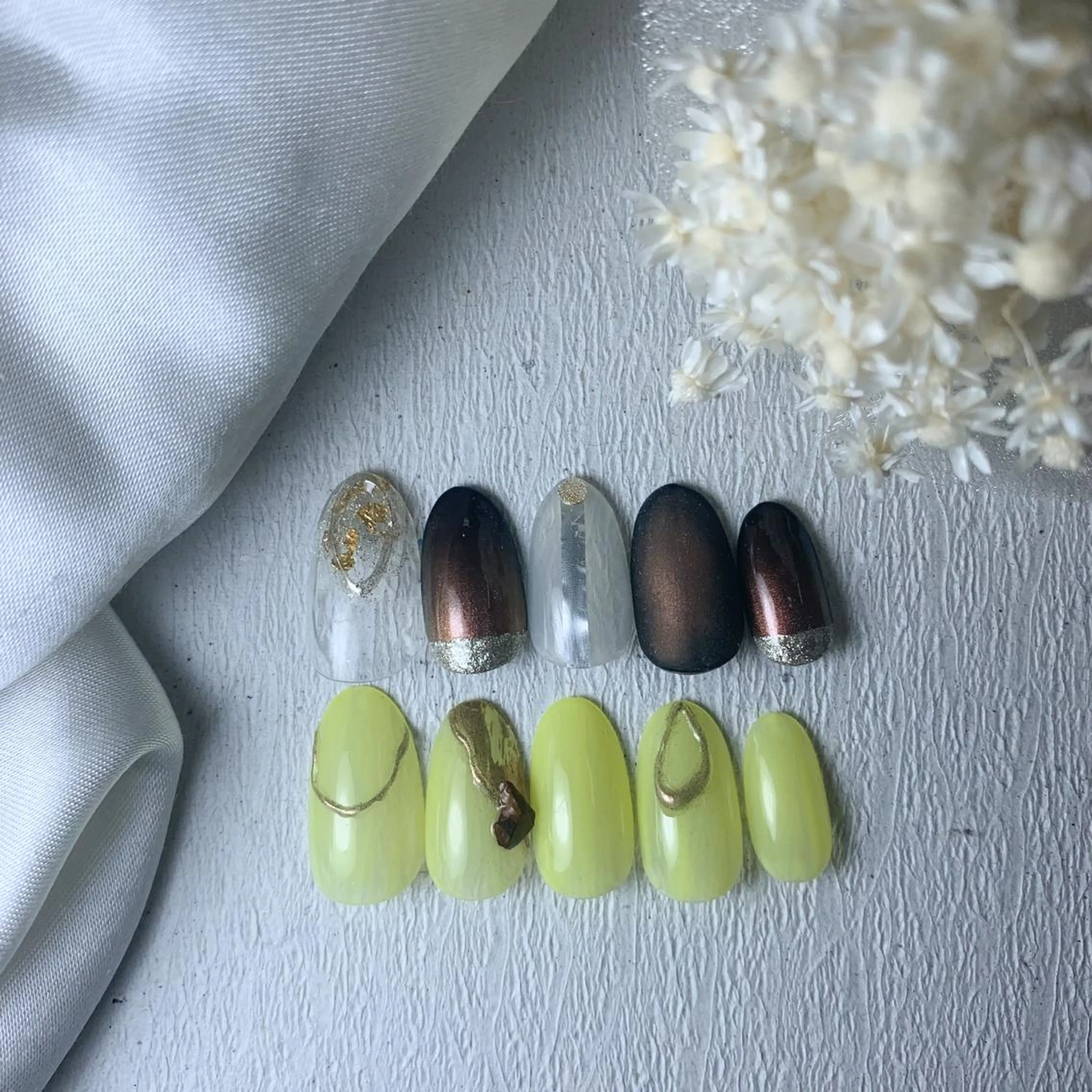 ミディアム カラー パーマ ヘアアレンジ メンズ キッズ ネイル マツエク・マツパ ネイルチップ yuri kaのネイルデザイン