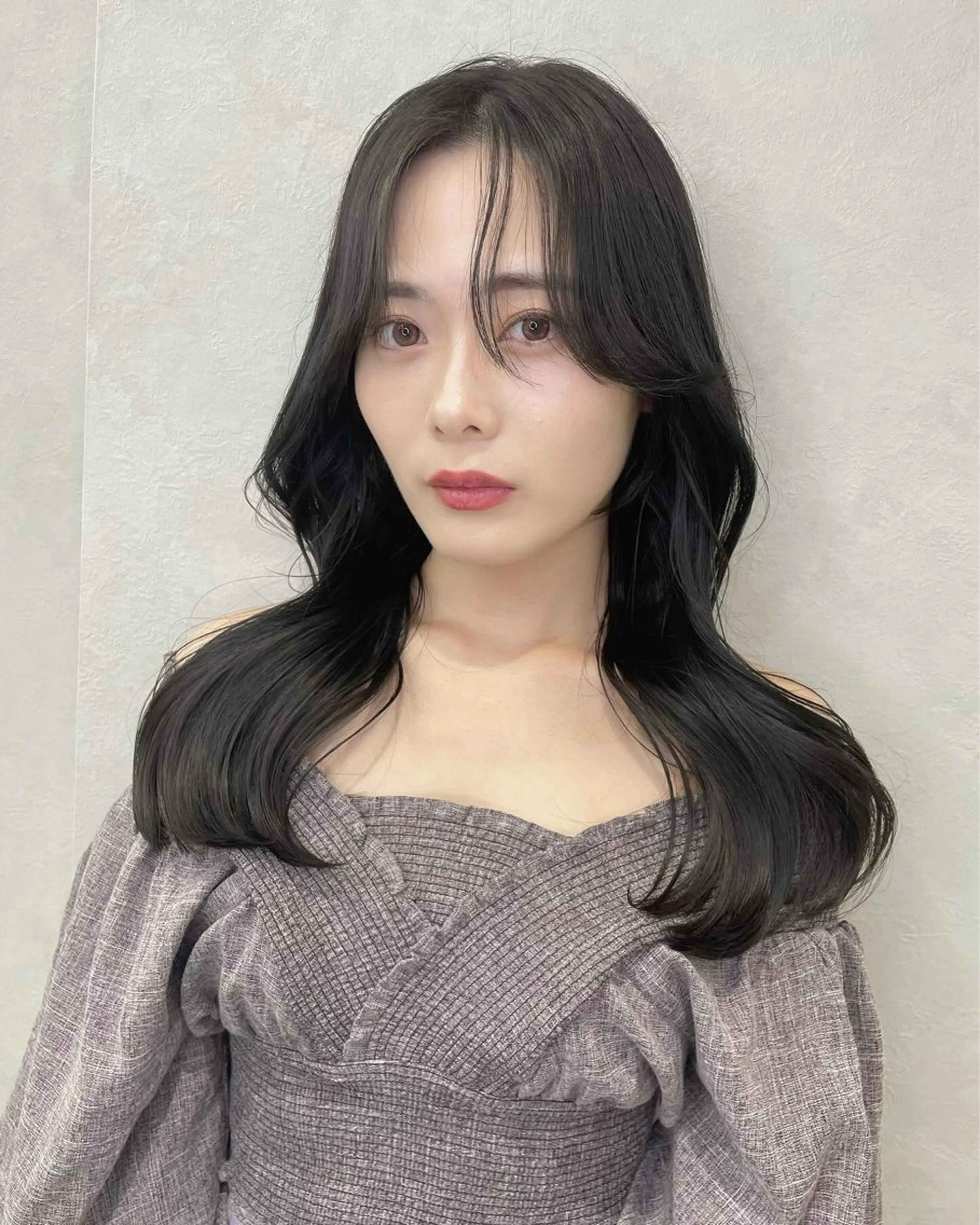 セミロング カラー くびれヘア 韓国風ヘア レイヤーカット 小顔カット ワンホンヘア カット ヘアカラー トリートメント 博多ベージュ 🐻松井傑のヘアスタイル