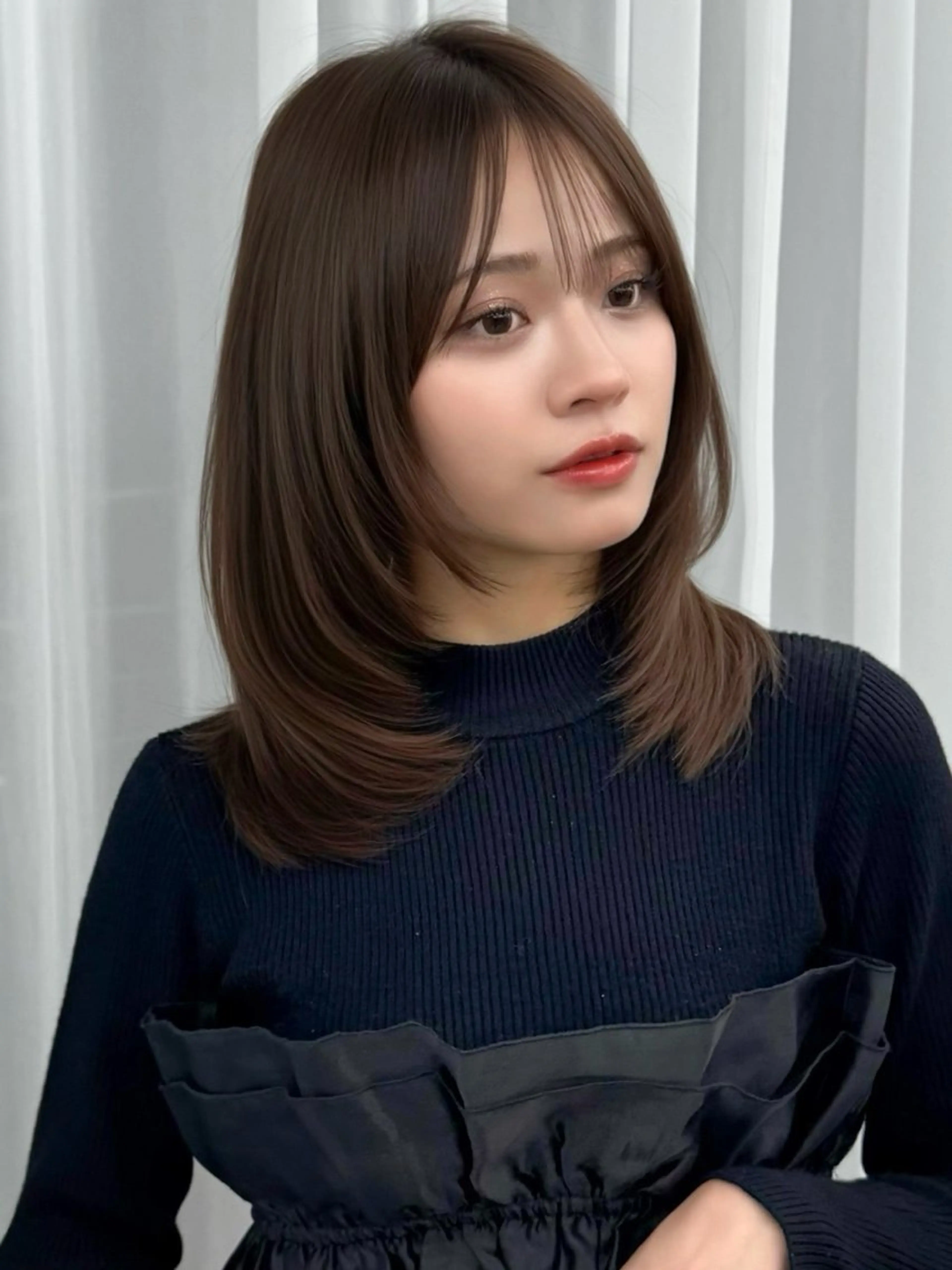 ミディアム カラー ヘアアレンジ カット ヘアカラー トリートメント 顔周り&ミディアム 特化/池袋/kokiのヘアスタイル
