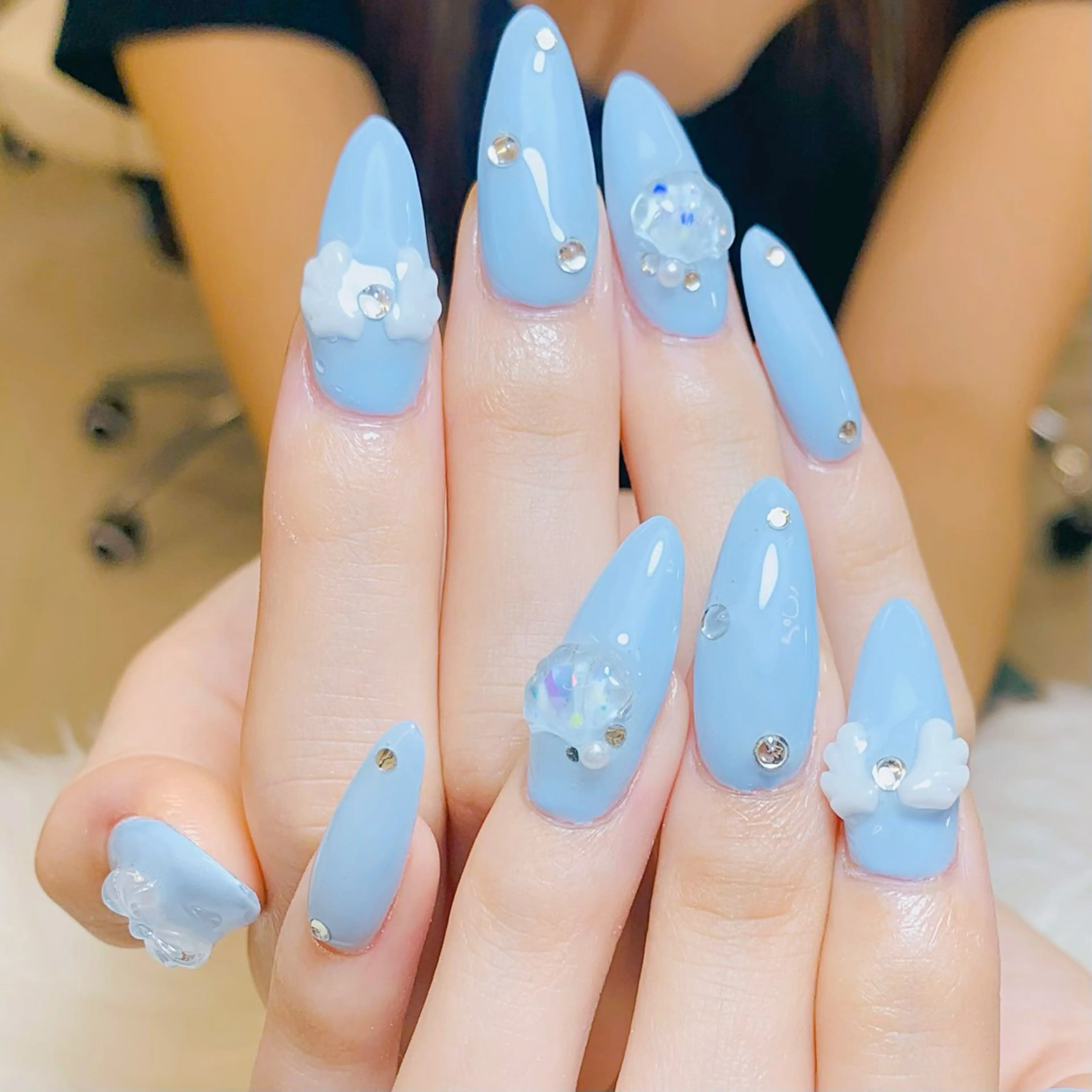 ネイル チークネイル 長さ出し フラッシュネイル フレンチネイル グラデーション ハンドネイル AN NAIL SALONのネイルデザイン