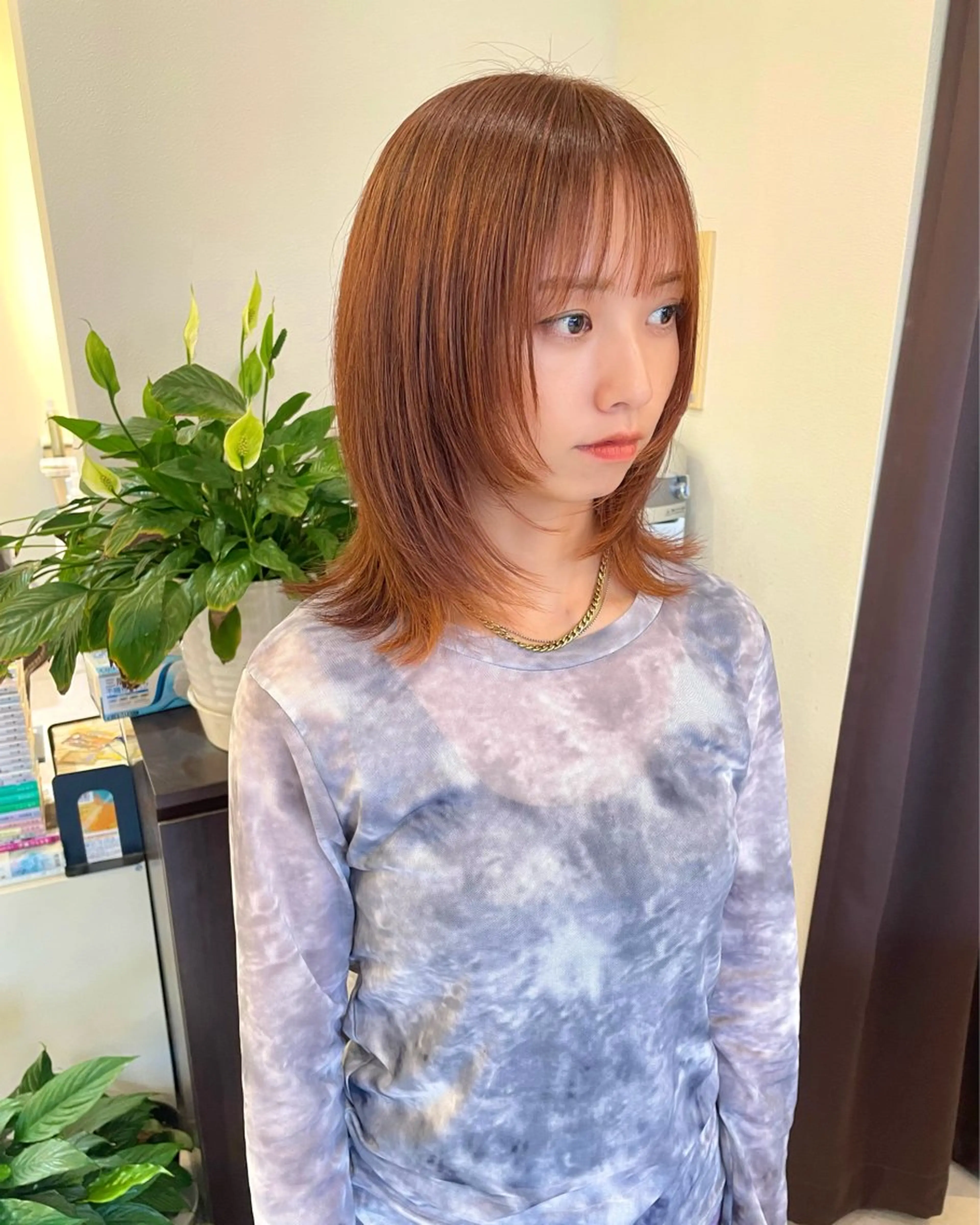 ミディアム 顔まわりレイヤー レイヤーカット ウルフカット カット ヘアカラー 武田 清久のヘアスタイル