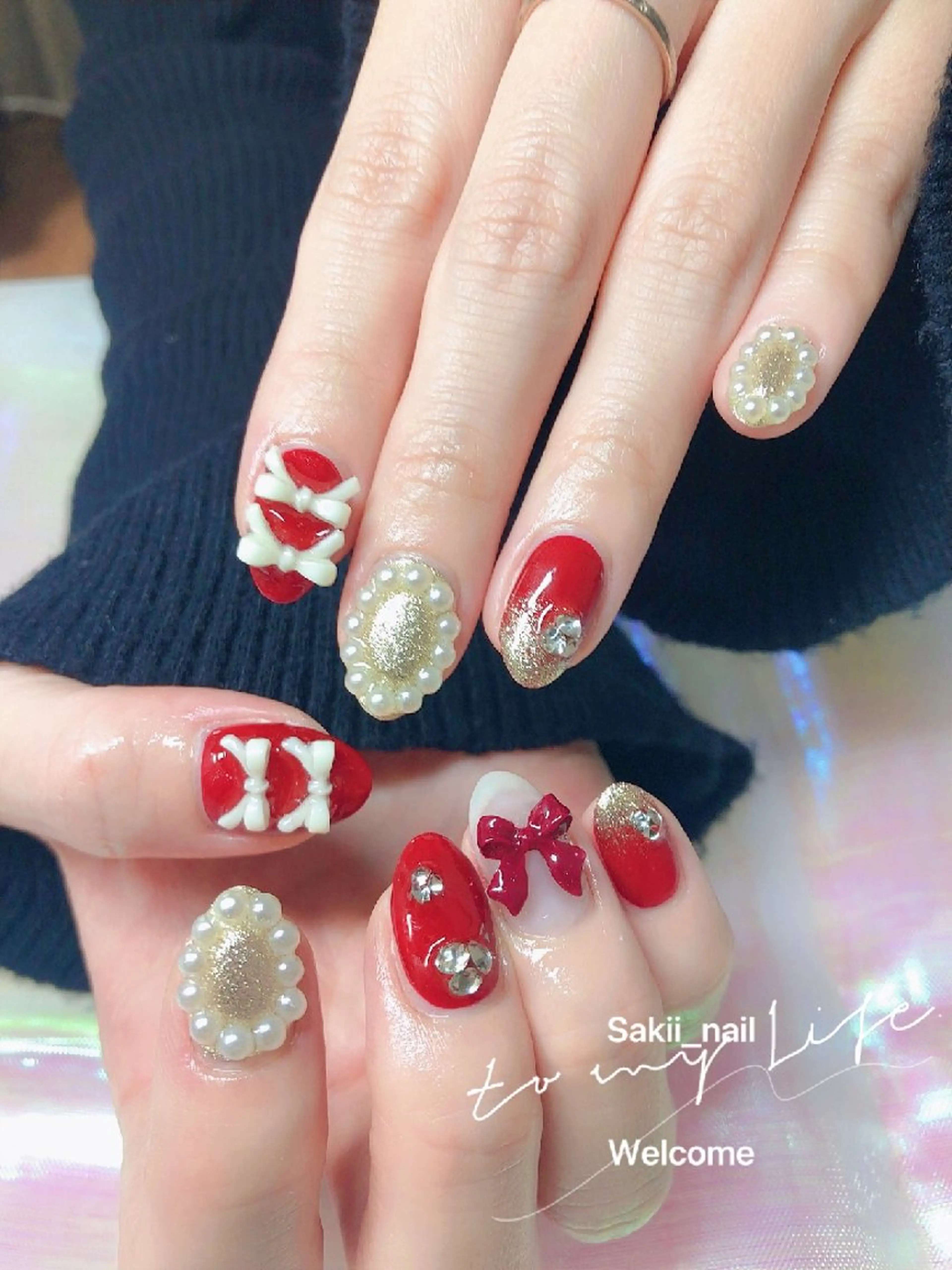 ネイル リボン ハンドネイル sakii_nail 池袋のネイルデザイン