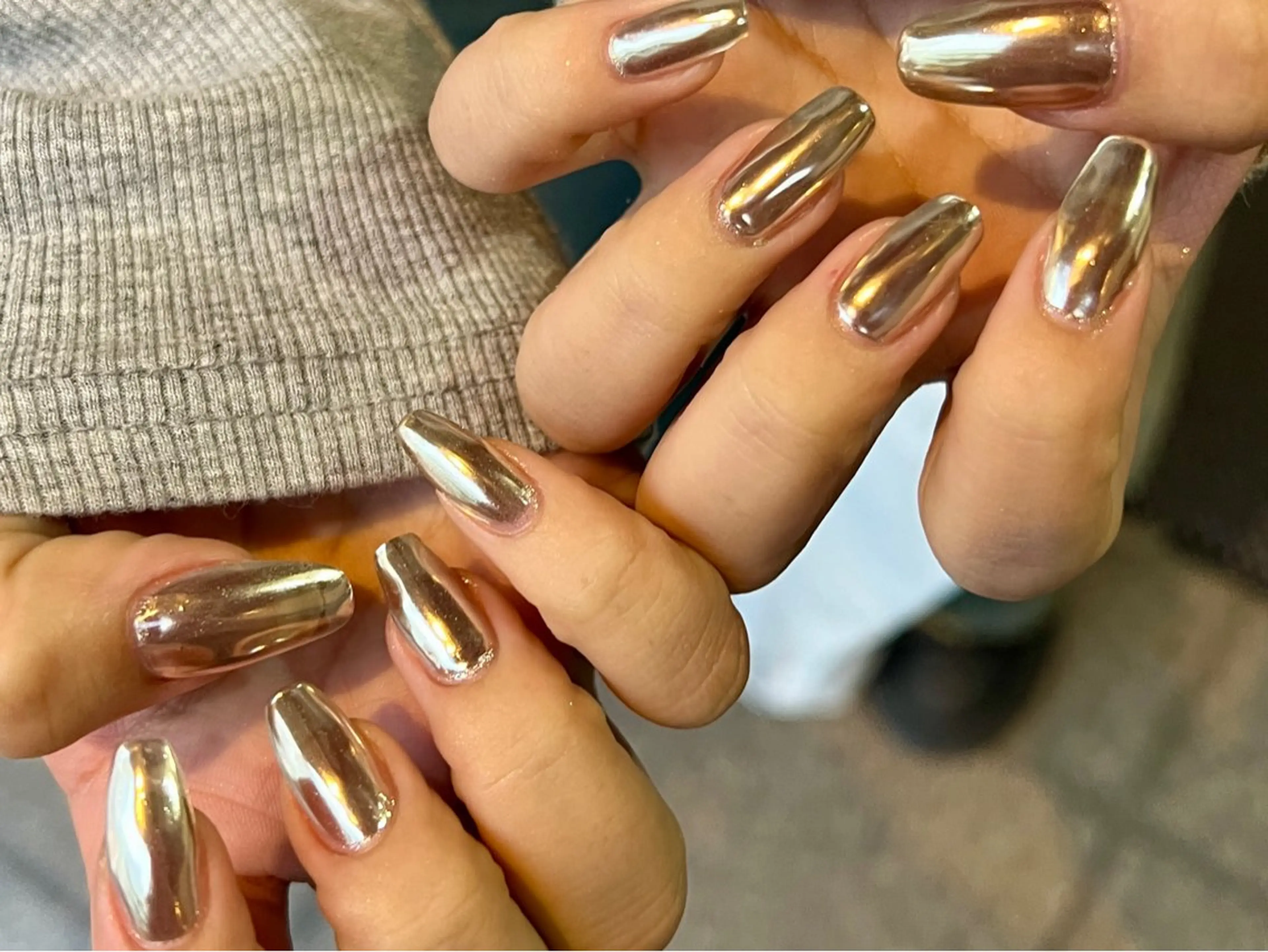 ネイル 長さ出し ミラーネイル ワンカラーネイル ネイルチップ 個性派ニュアンス nuts nail所属・【池袋】nuts nail　なつみのネイルデザイン