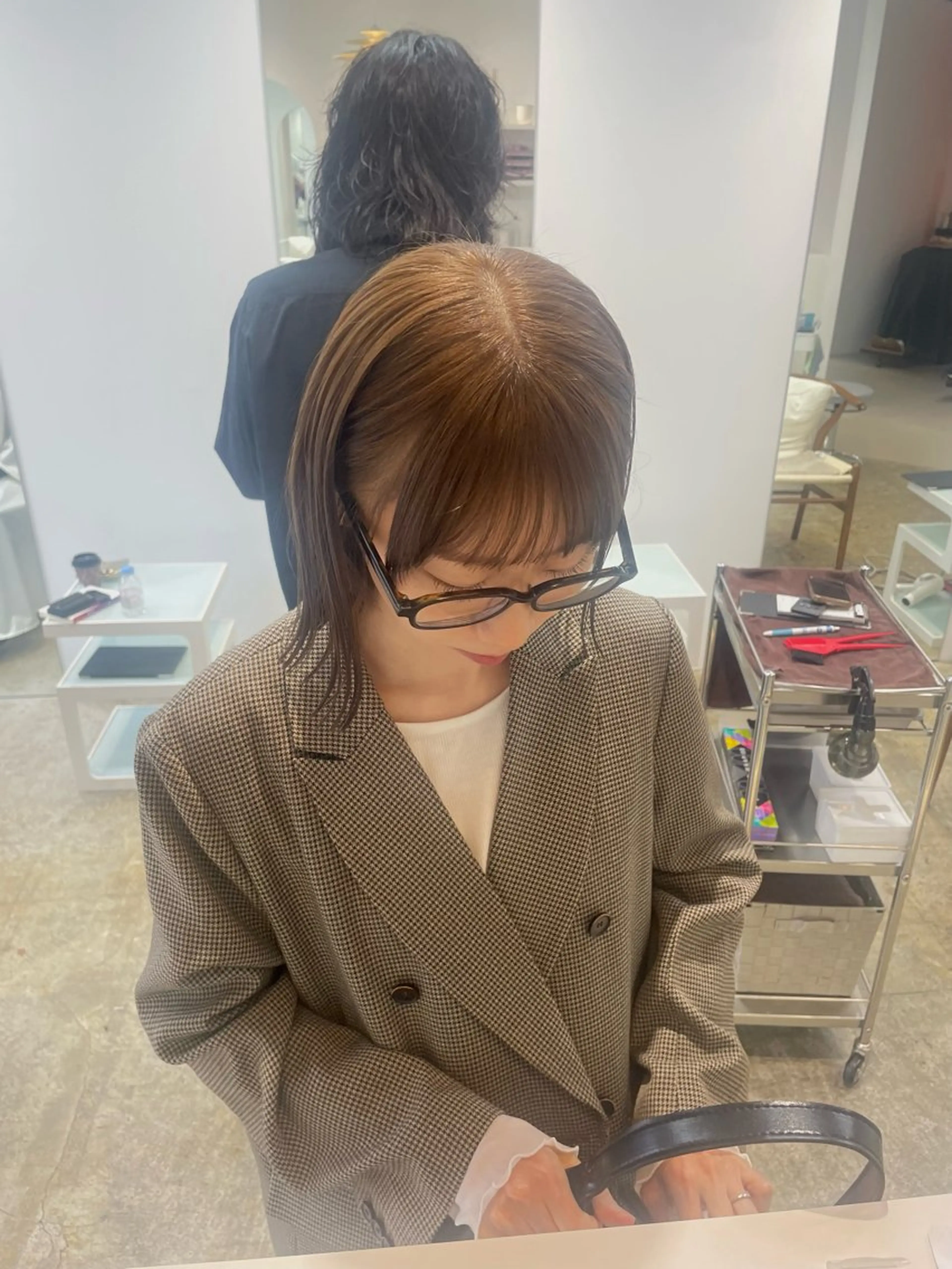 ミディアム カラー カット ヘアカラー 𝘚𝘶𝘻𝘶 𓂃𓈒𓏸のヘアスタイル