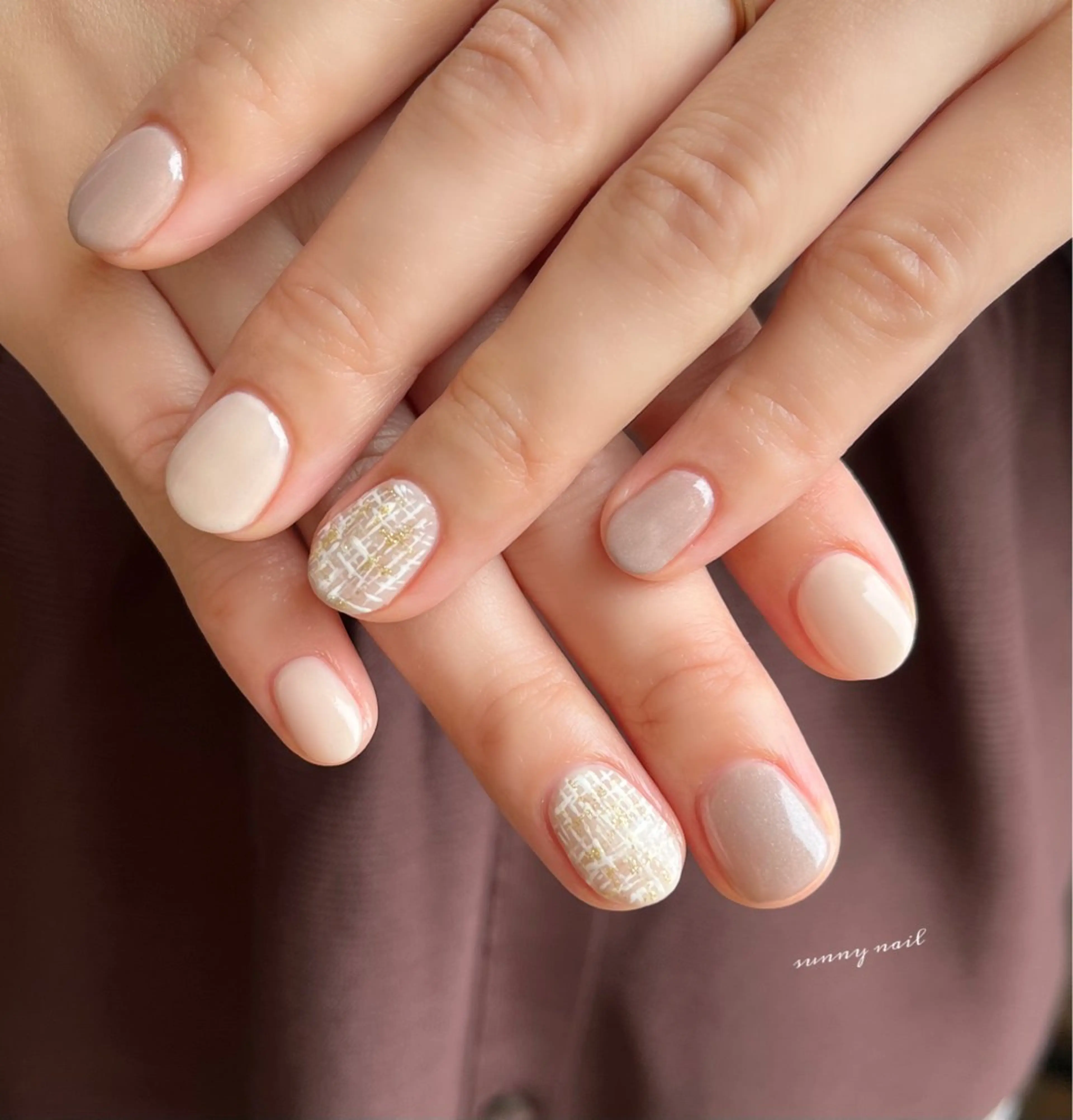 ネイル ジェルネイル パラジェル ツイードネイル 冬ネイル sunny nailのネイルデザイン