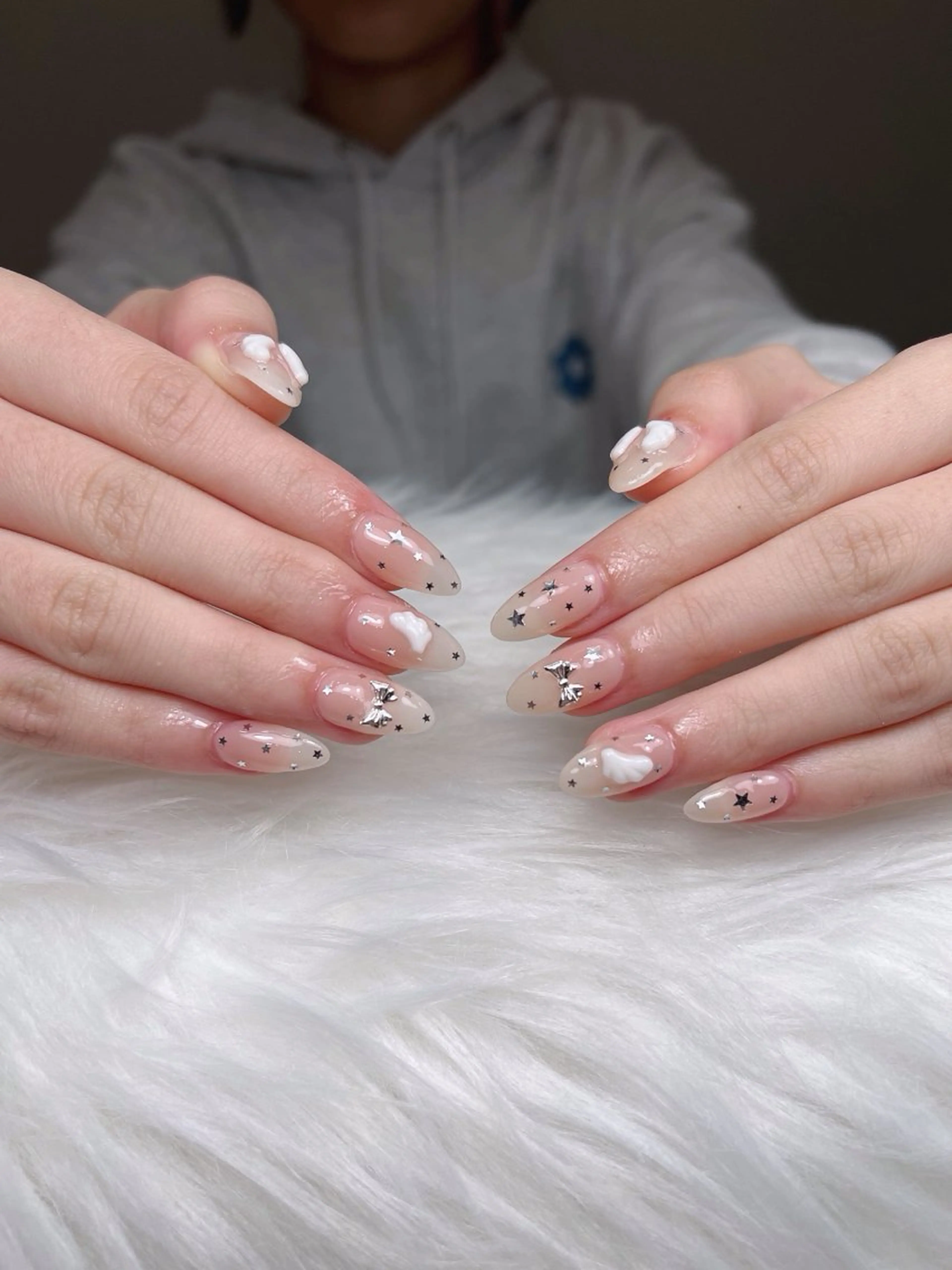 ネイル オーロラネイル ボルドー ブラウン 氷ネイル・うるうるネイル キラキラネイル ハンドネイル Sora  Nail 長さ出し専門店のネイルデザイン