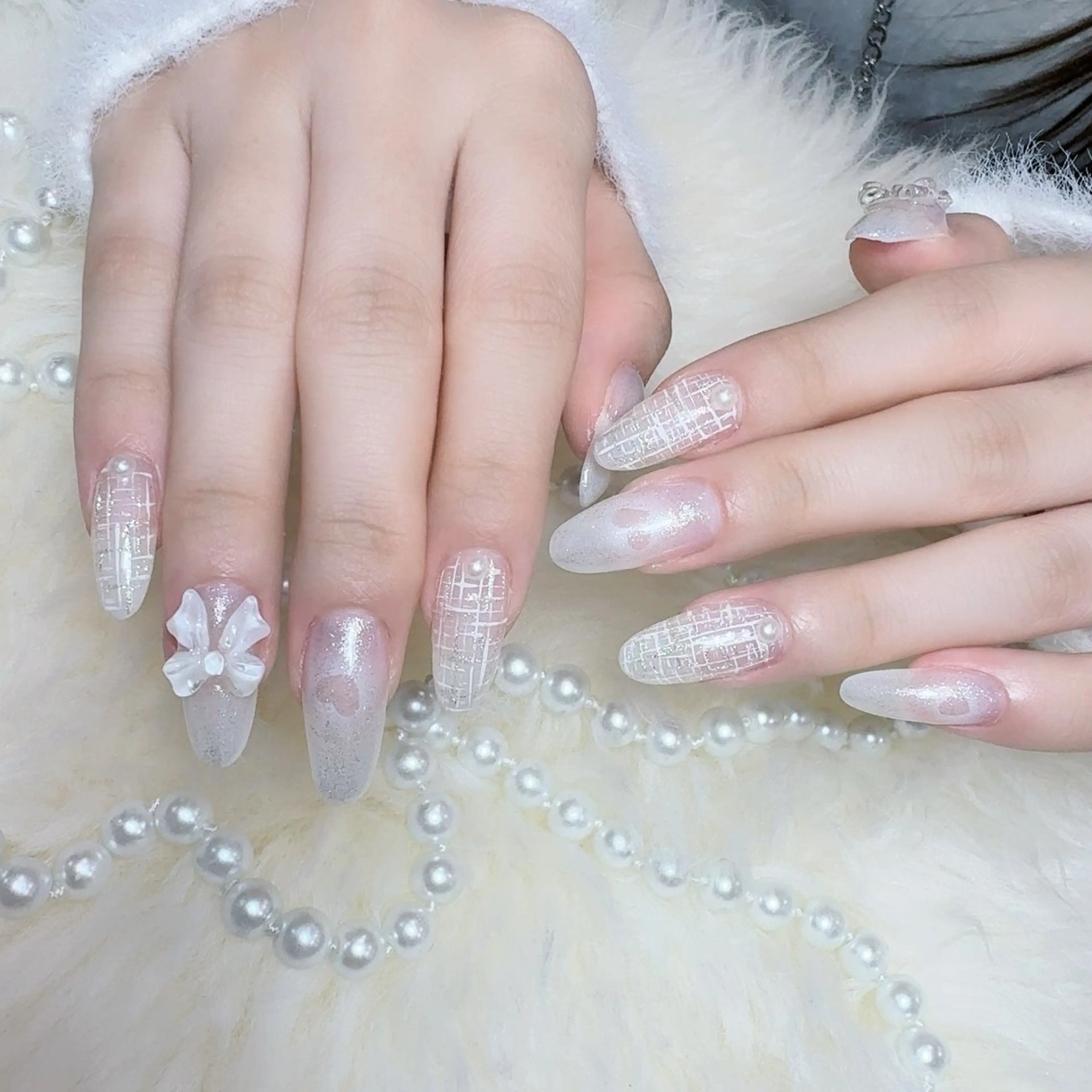 ネイル アートネイル フラッシュネイル フレンチネイル ジェルネイル ガラスフレンチ You&Me Yukiのネイルデザイン