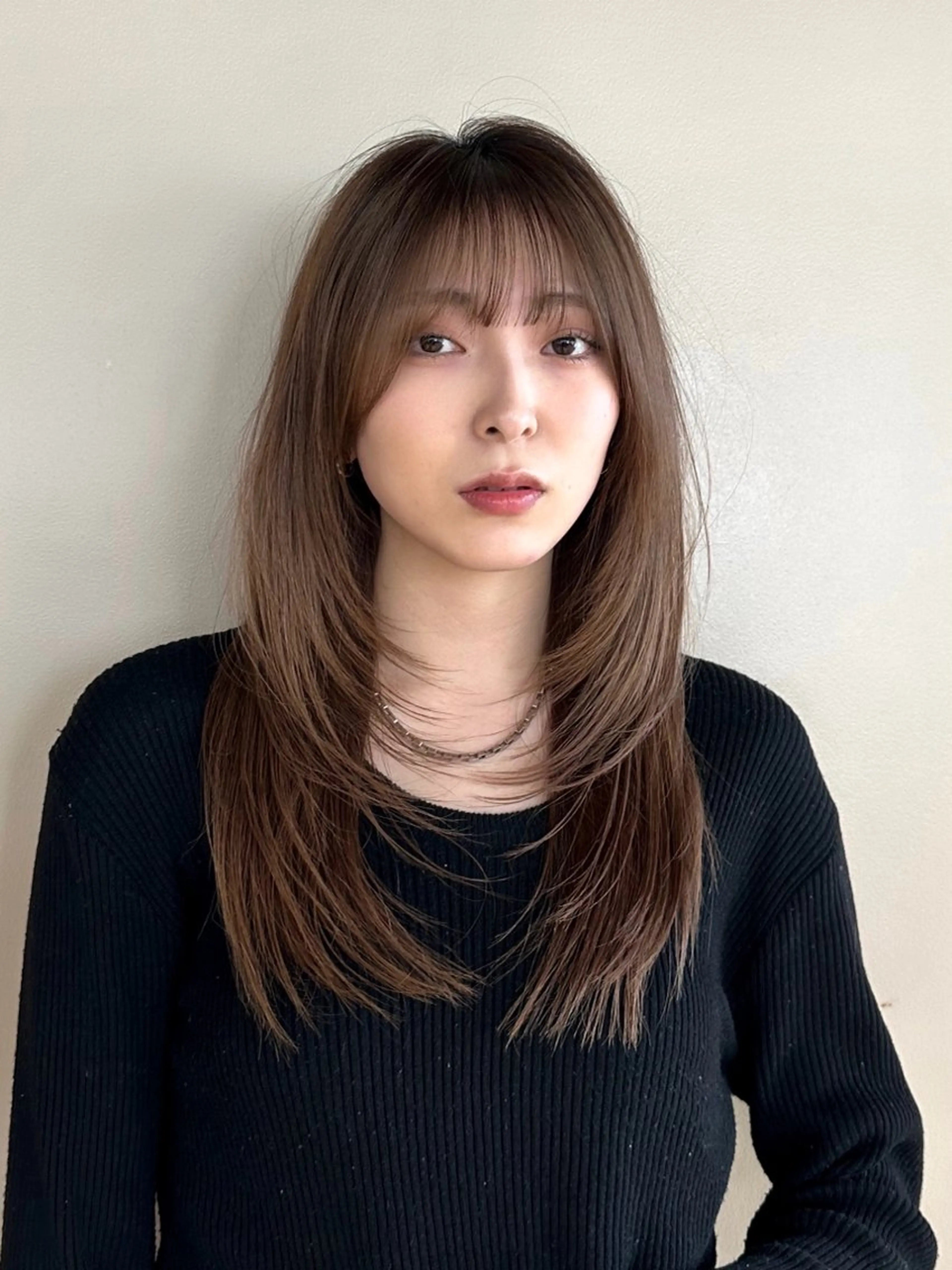 セミロング ヘアカラー トリートメント レイヤー/顔周り カット/松岡 祥利のヘアスタイル