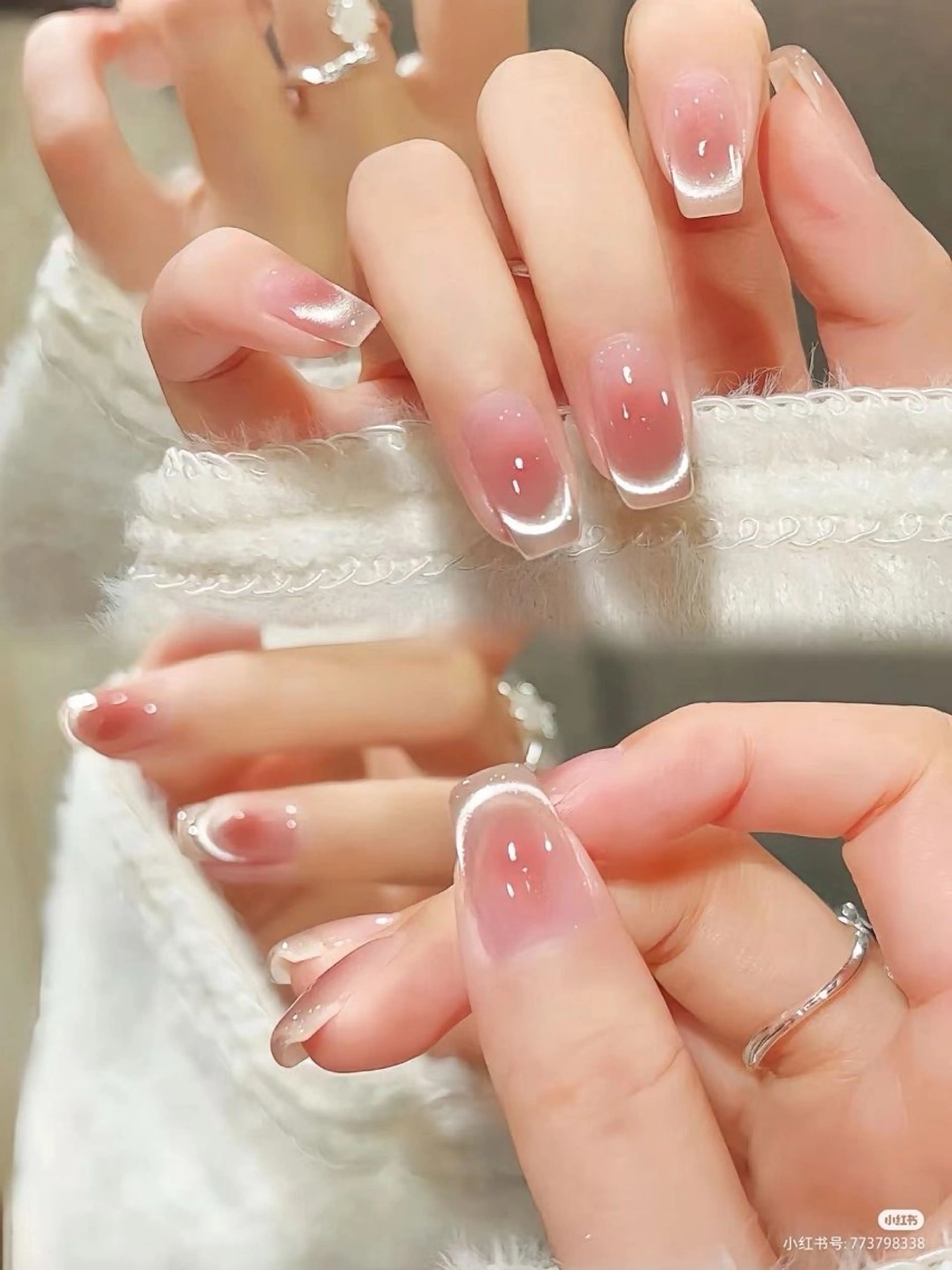 『ワンホン」うるチークネイル&マグネットグラデ♥ オフは+1000円 (大きいパーツあれば+500円)💕の写真