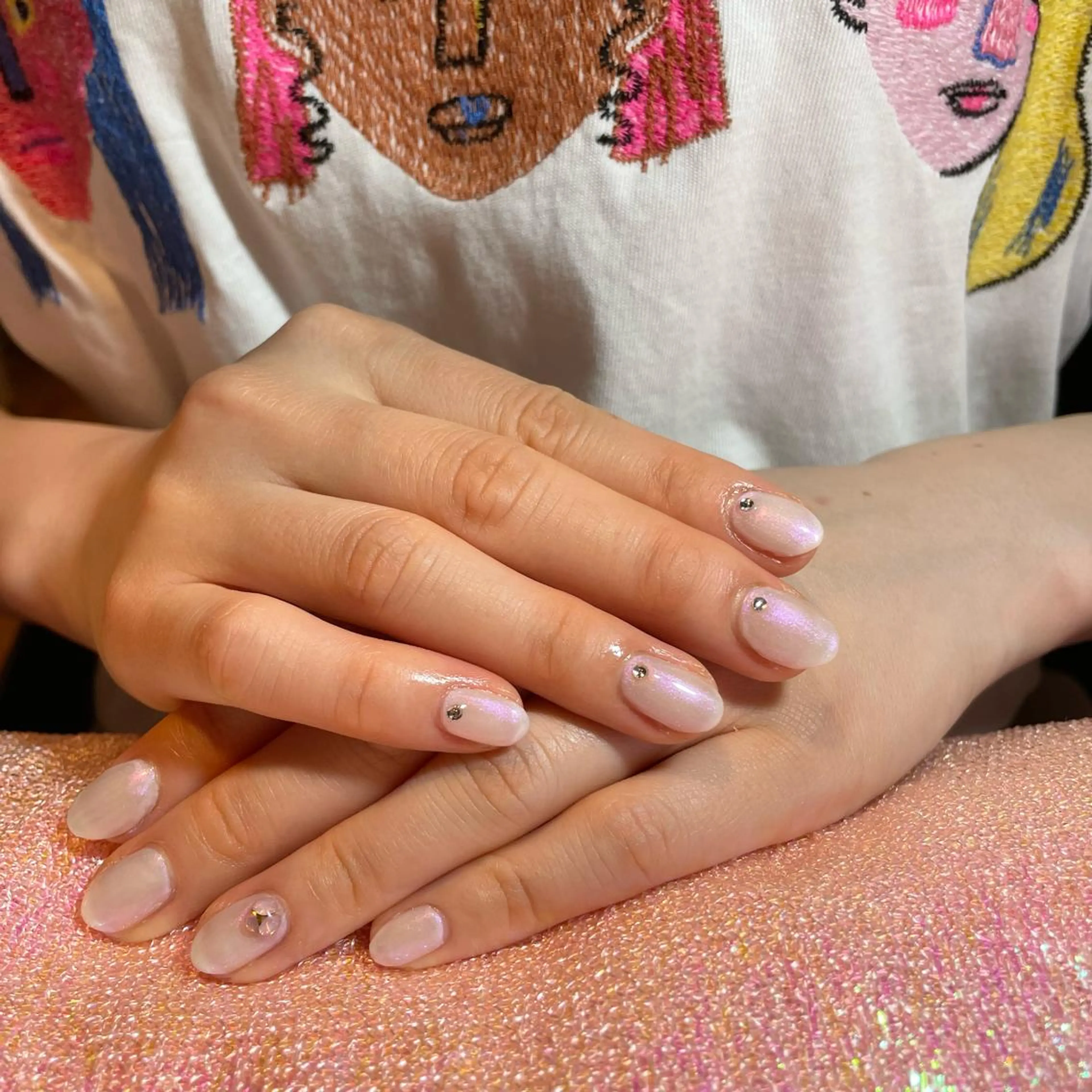 ネイル ワンカラーネイル ストーンネイル ハンドネイル Nail ヌシん家 AKANEのネイルデザイン