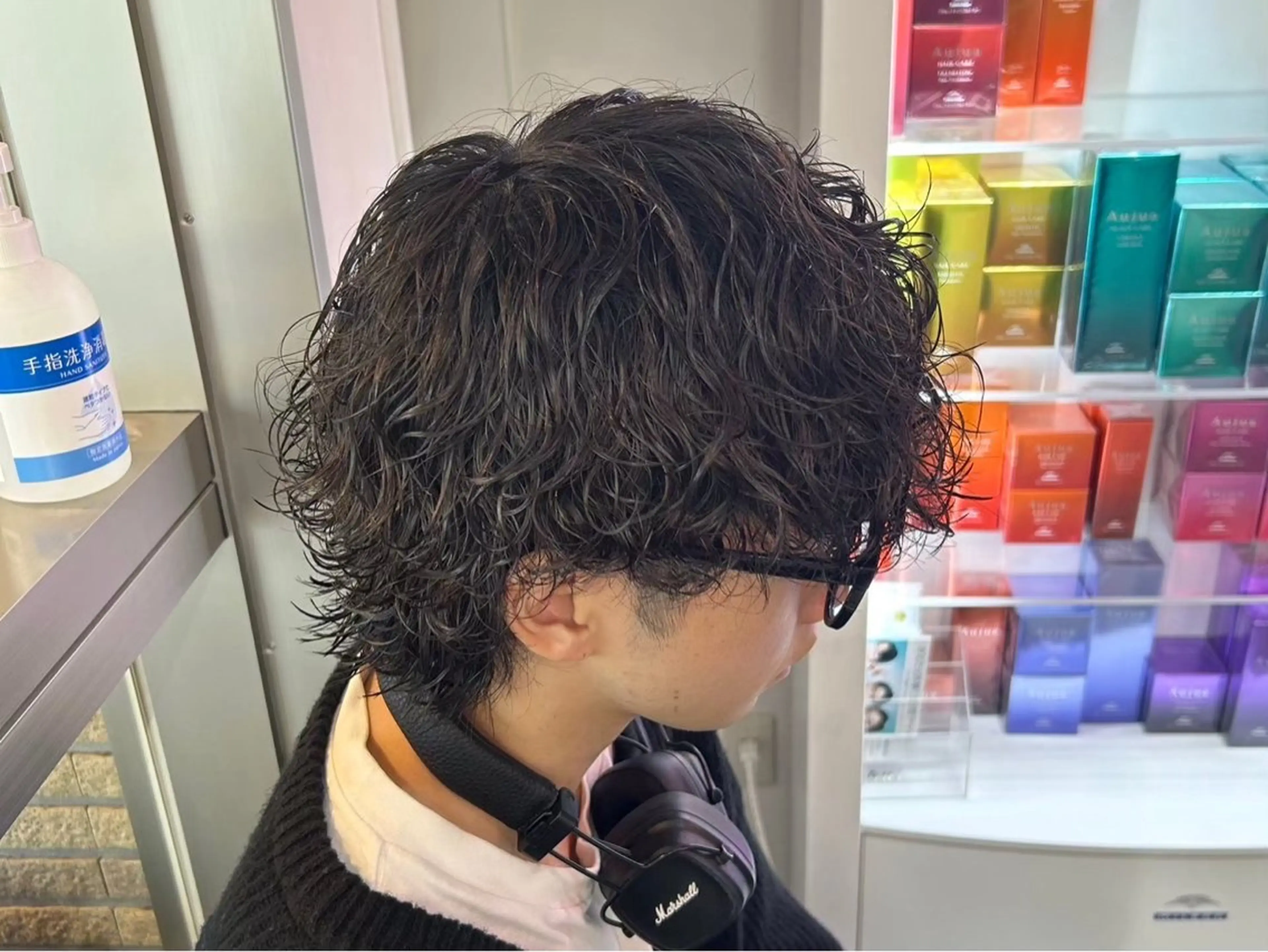 ミディアム カラー パーマ メンズ カット ヘアセット メンズパーマ特化 🔥韓国ヘア職人🔥のヘアスタイル