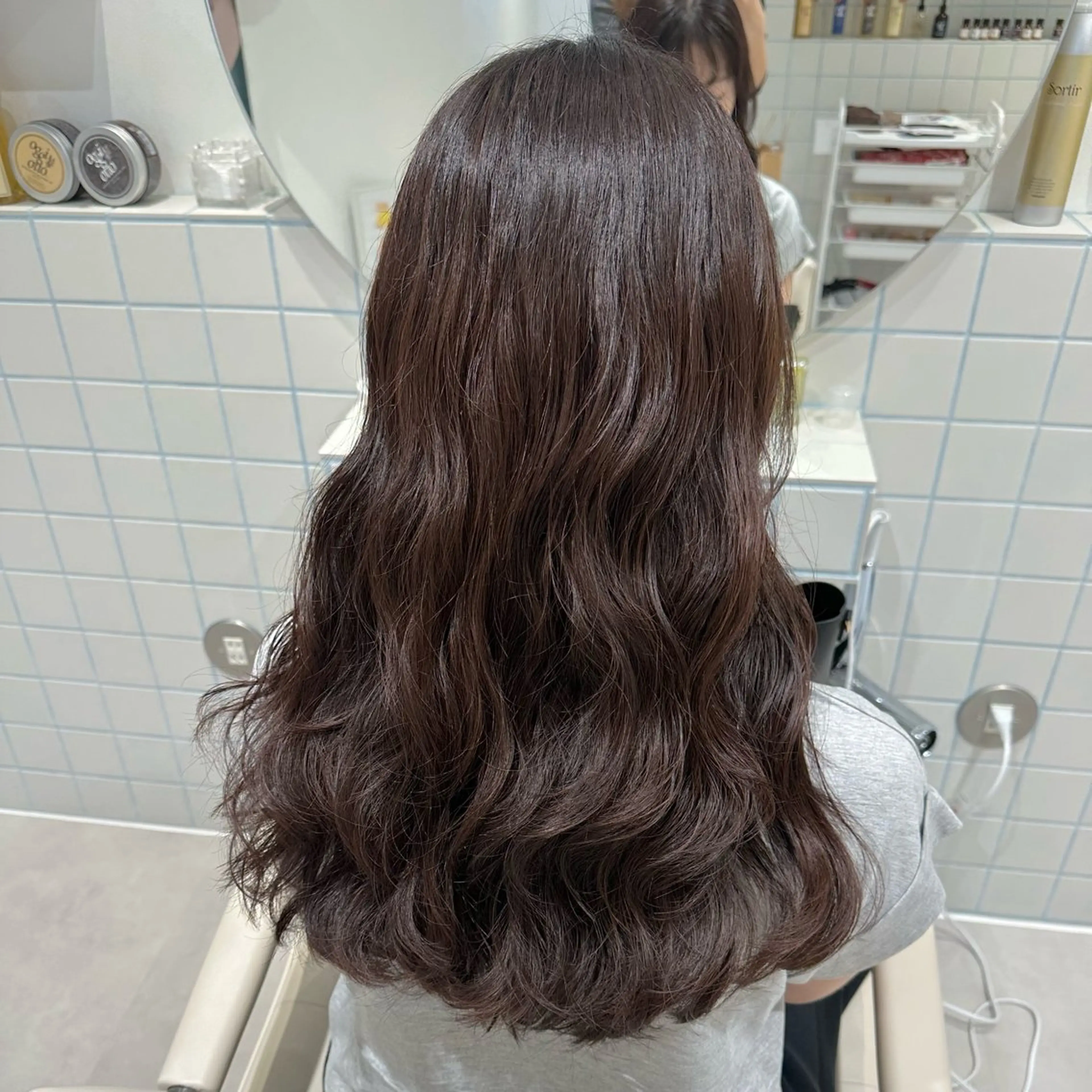 ロング パーマ レイヤーカット カット パーマ トリートメント sena/博多/ コテ巻き風パーマのヘアスタイル