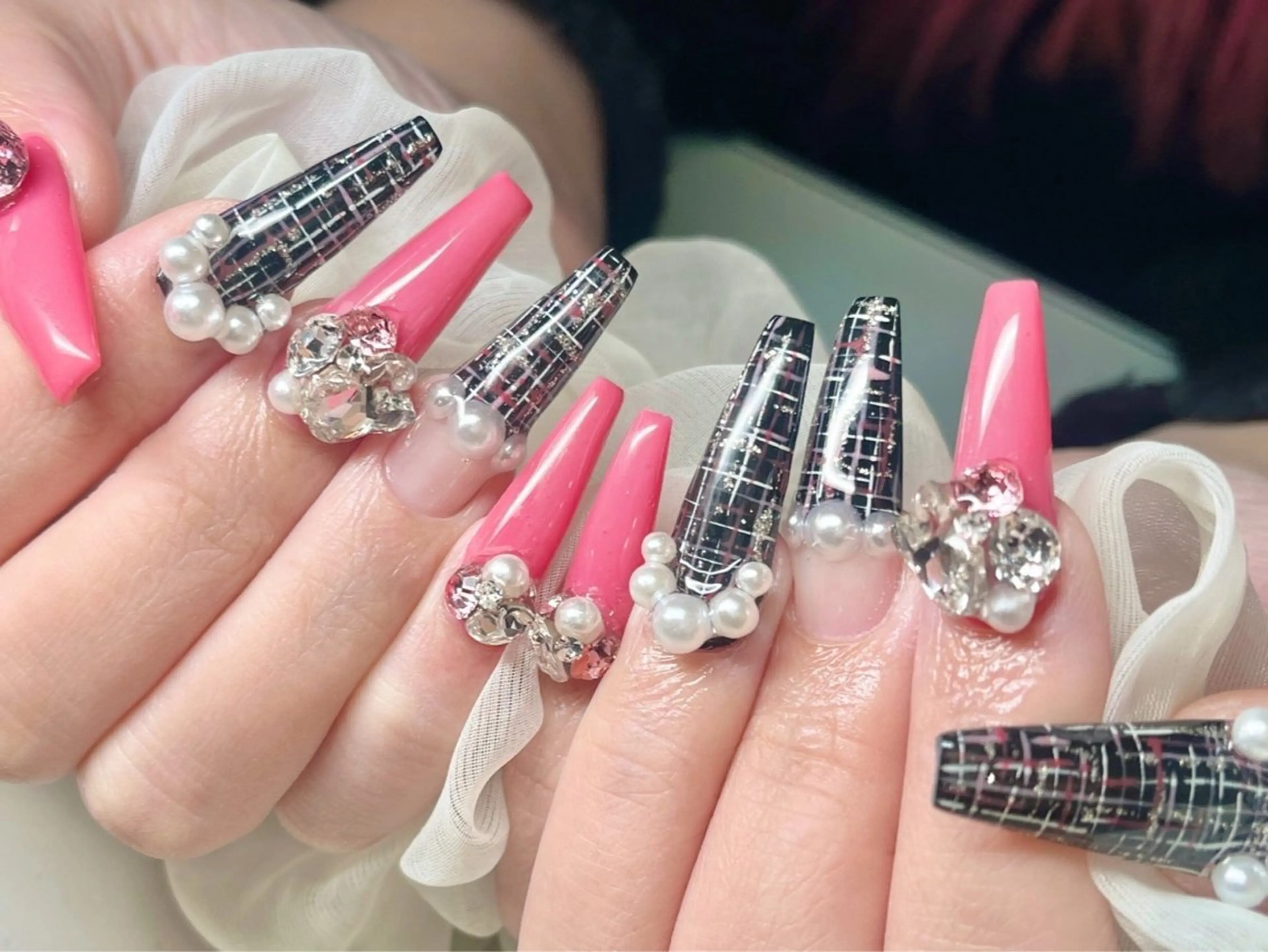 ネイル 成人式 長さ出し フラッシュネイル フレンチネイル ジェルネイル ハンドネイル Nail&eye Belire 新宿のネイルデザイン