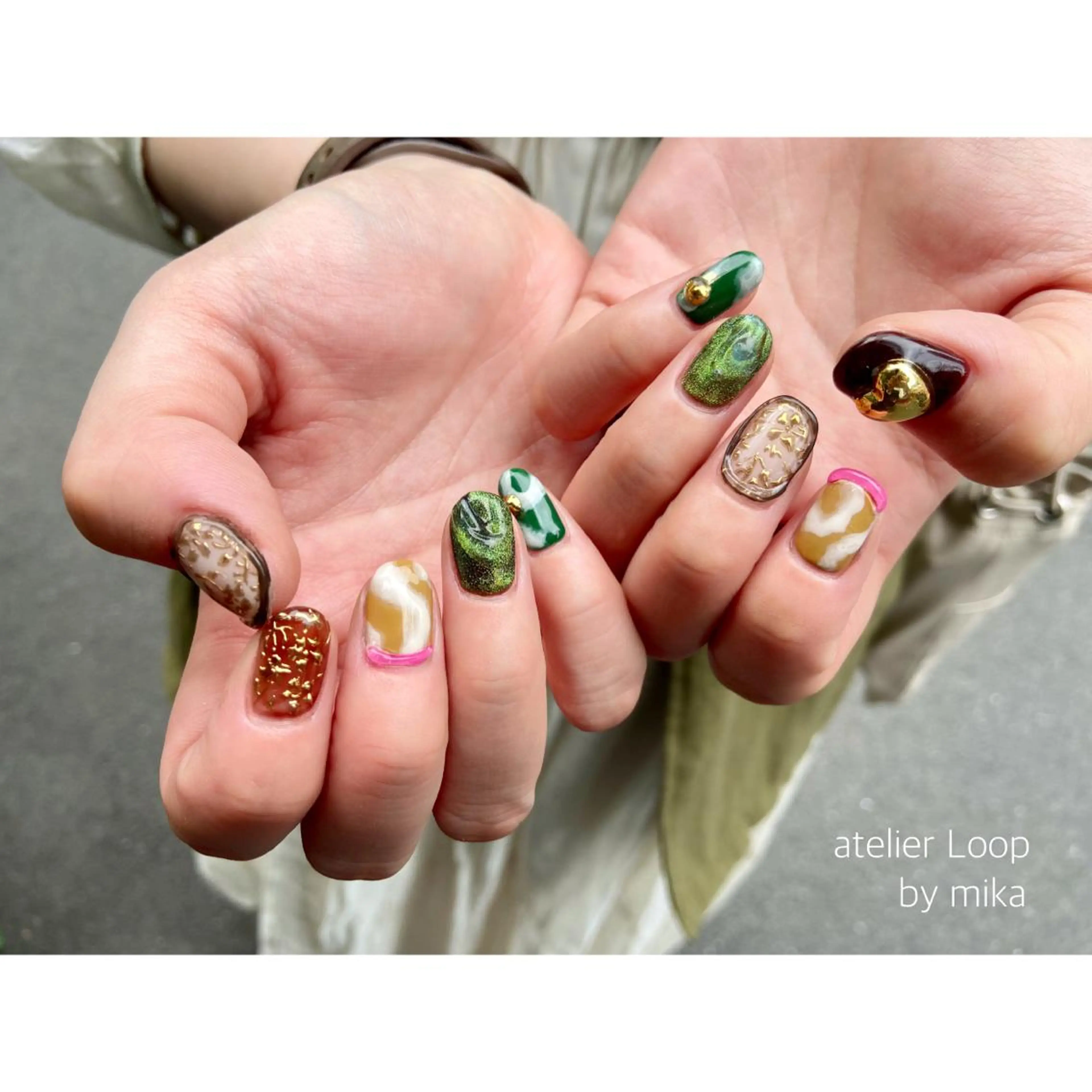 ネイル べっ甲ネイル ワンカラーネイル ハンドネイル atelier Loop♪MIKAのネイルデザイン