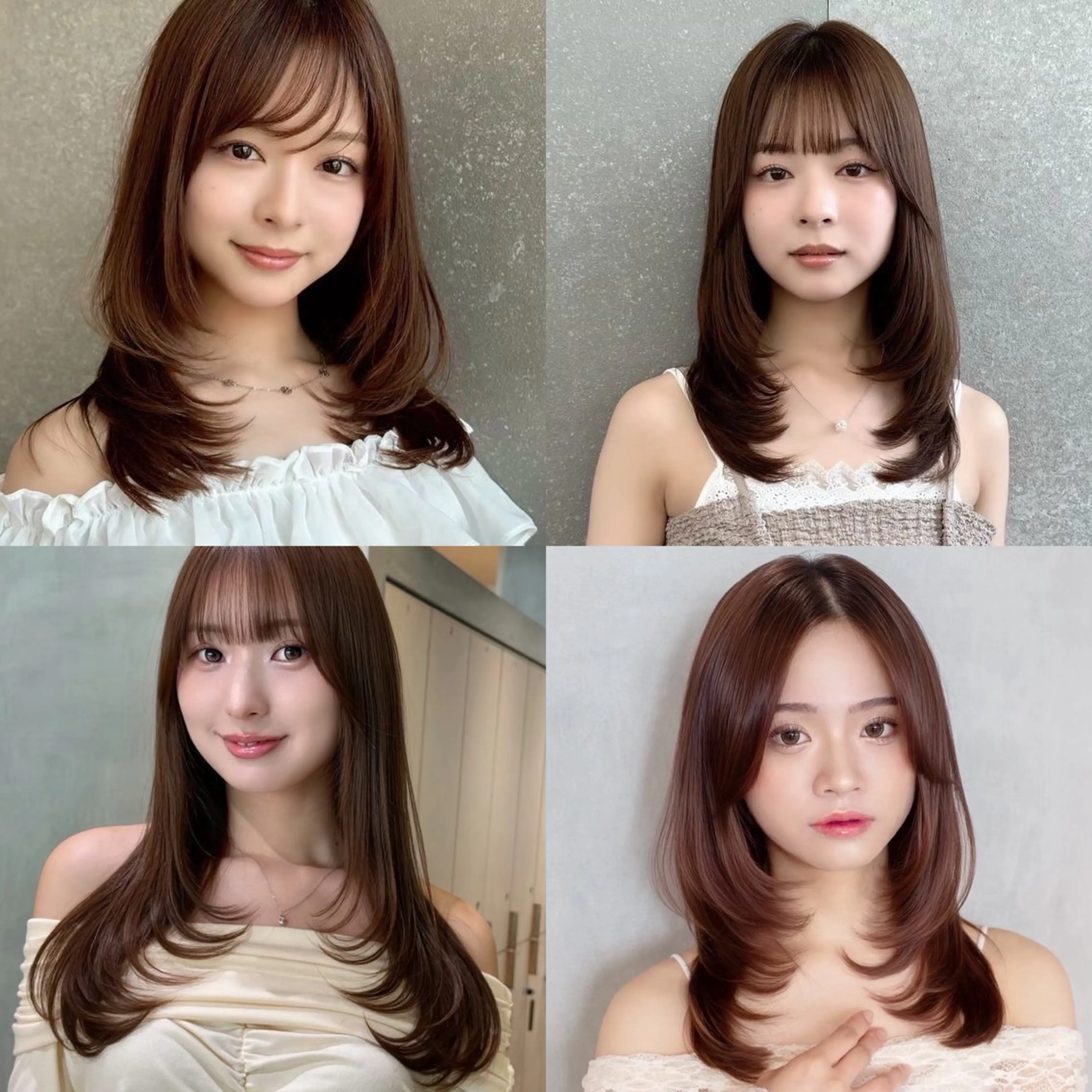 ミディアム カラー カット ヘアカラー トリートメント ブリーチなし/韓国風 /レイヤー/山口のヘアスタイル