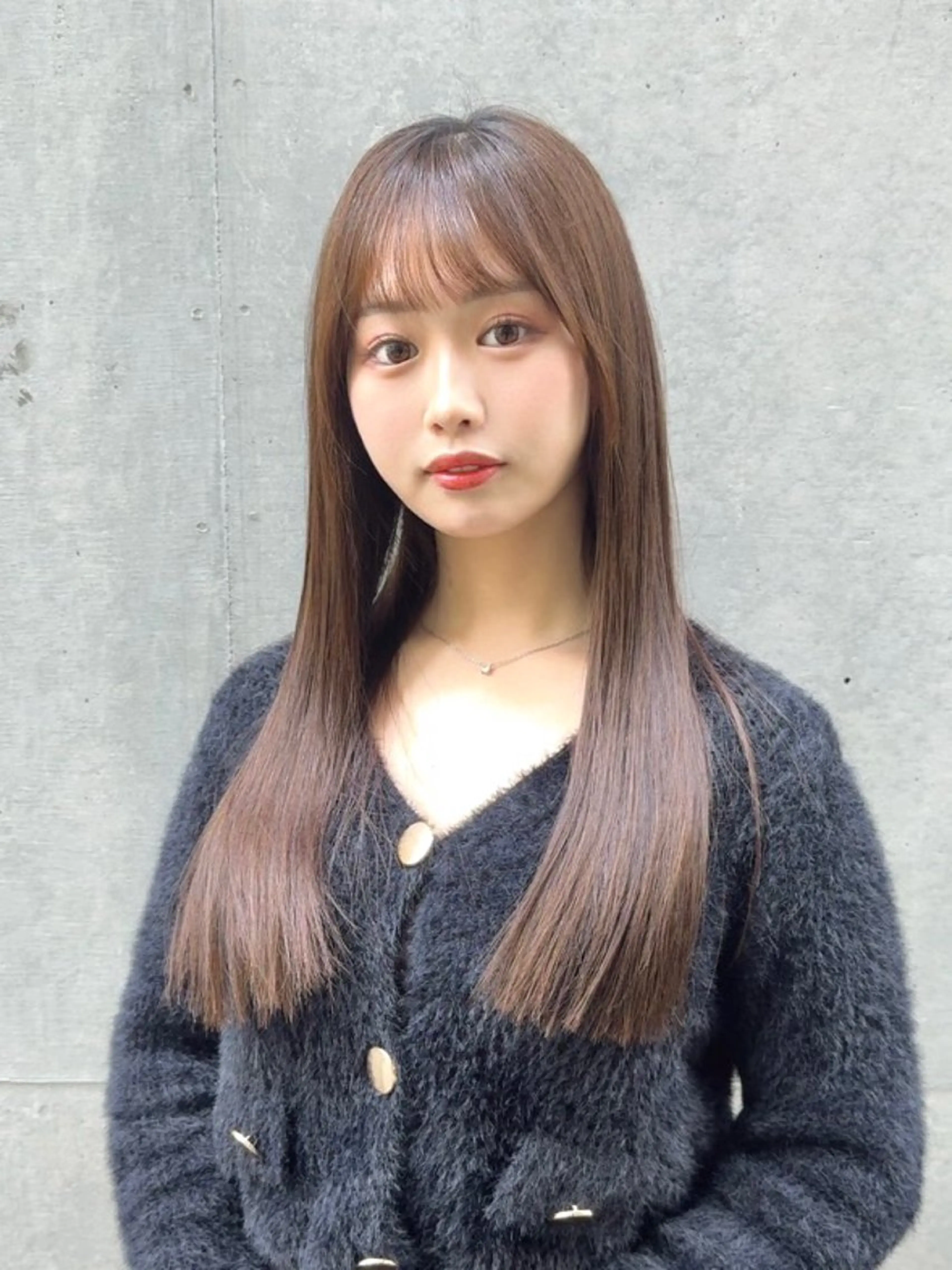 ロング 学生 酸性ストレート カット 縮毛矯正 トリートメント 酸性ストレート/ 透明感カラー/中村利のヘアスタイル